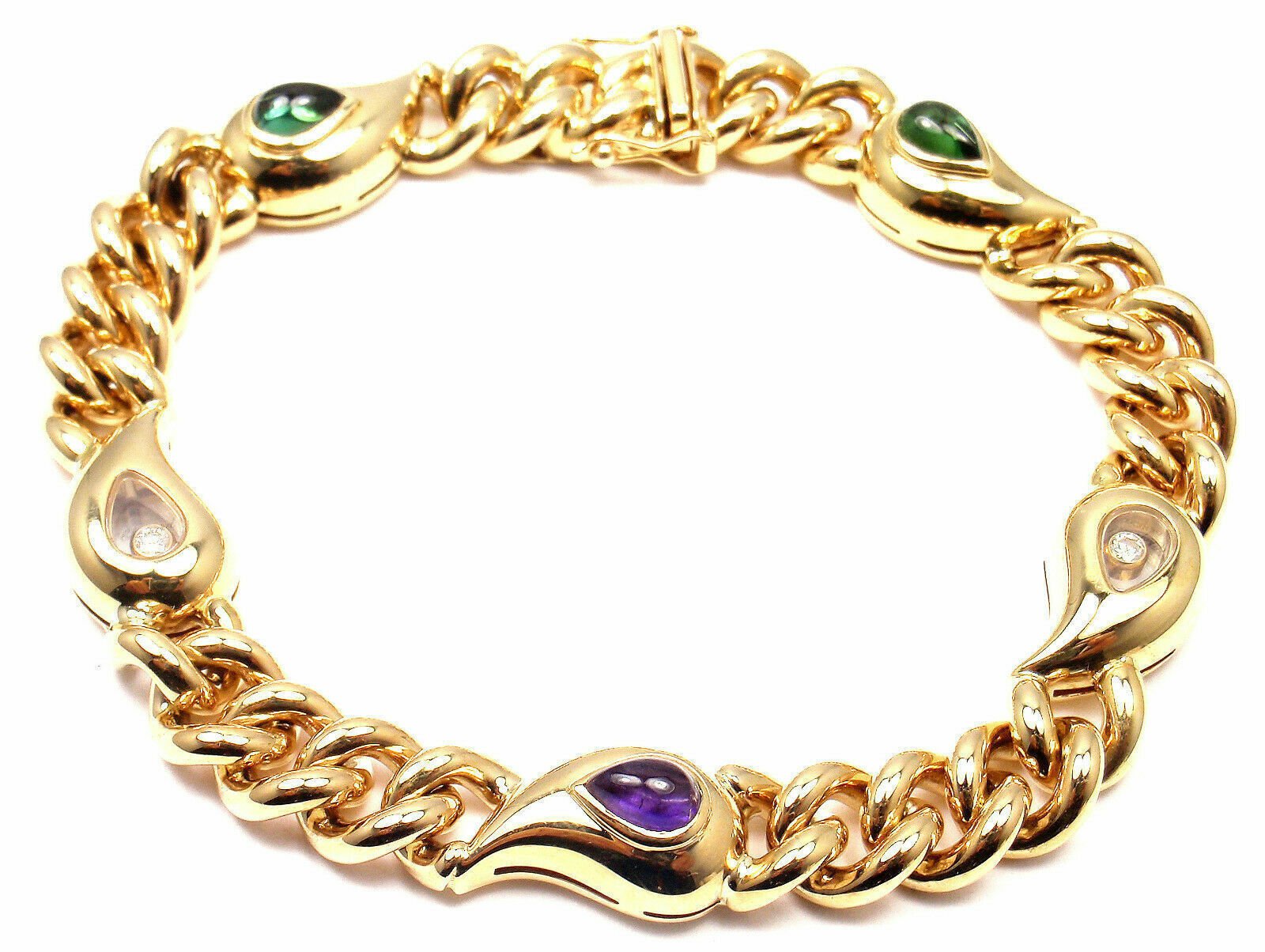 Chopard Jewelry & Watches:Fine Jewelry:Bracelets & Charms Authentic! Chopard Casmir 18k Yellow Gold Diamond Amethyst Tourmaline Bracelet