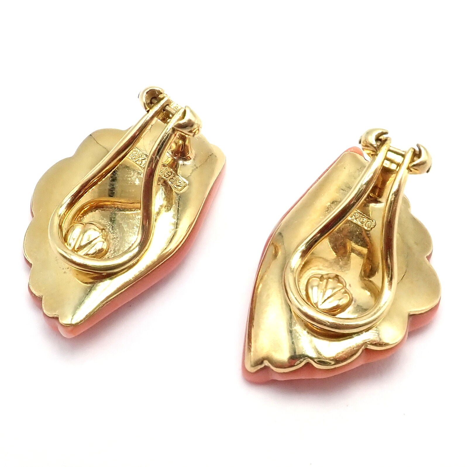 Tiffany & Co. Jewelry & Watches:Fine Jewelry:Earrings Authentic! Vintage Tiffany & Co Cummings 18k Yellow Gold Coral Fan Earrings 1982