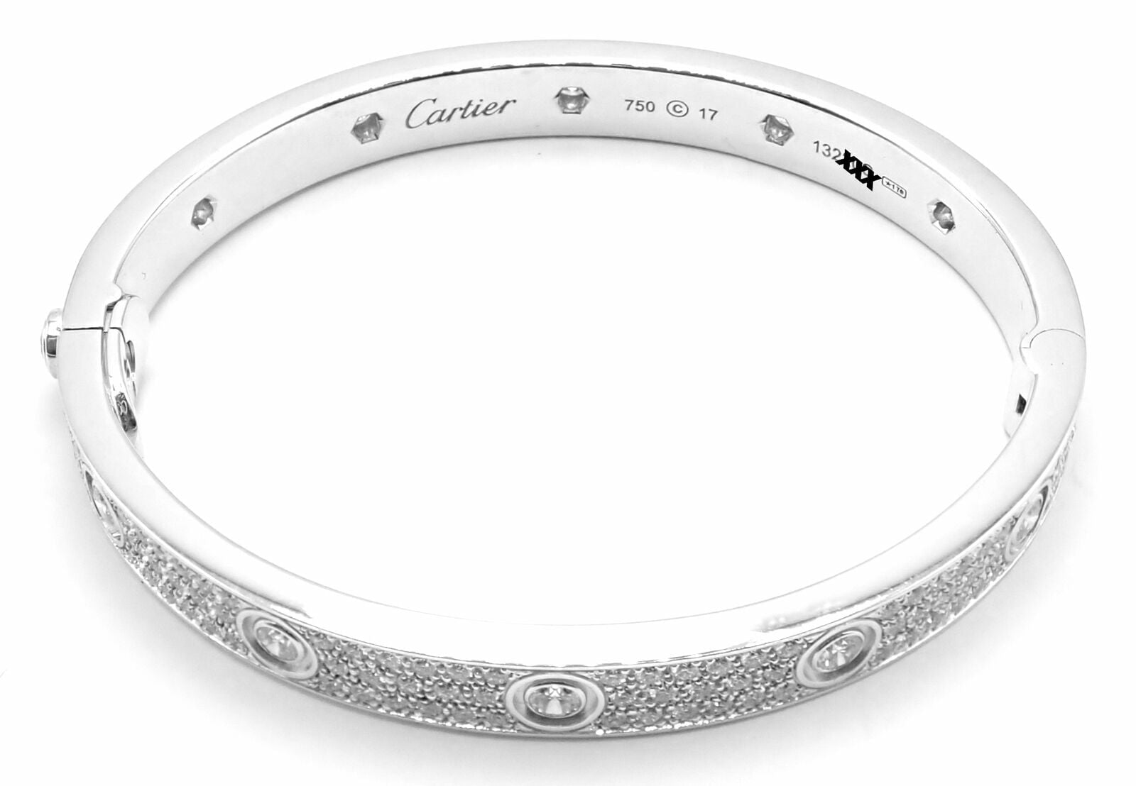 Cartier White Gold and Diamond Love Bangle Bracelet, Vintage Jewelry