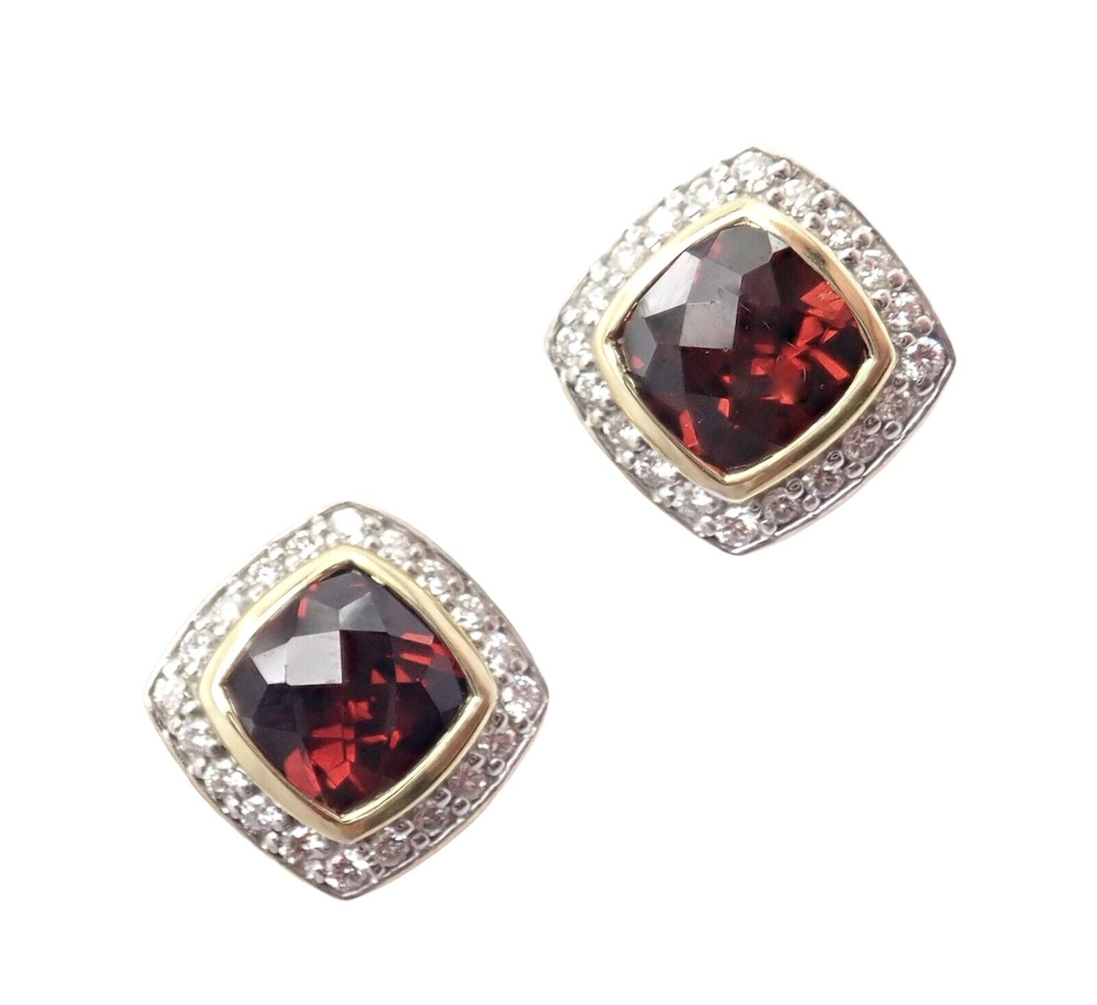 David Yurman Jewelry & Watches:Fine Jewelry:Earrings Authentic! David Yurman 18K Yellow Gold Diamond Garnet Earrings