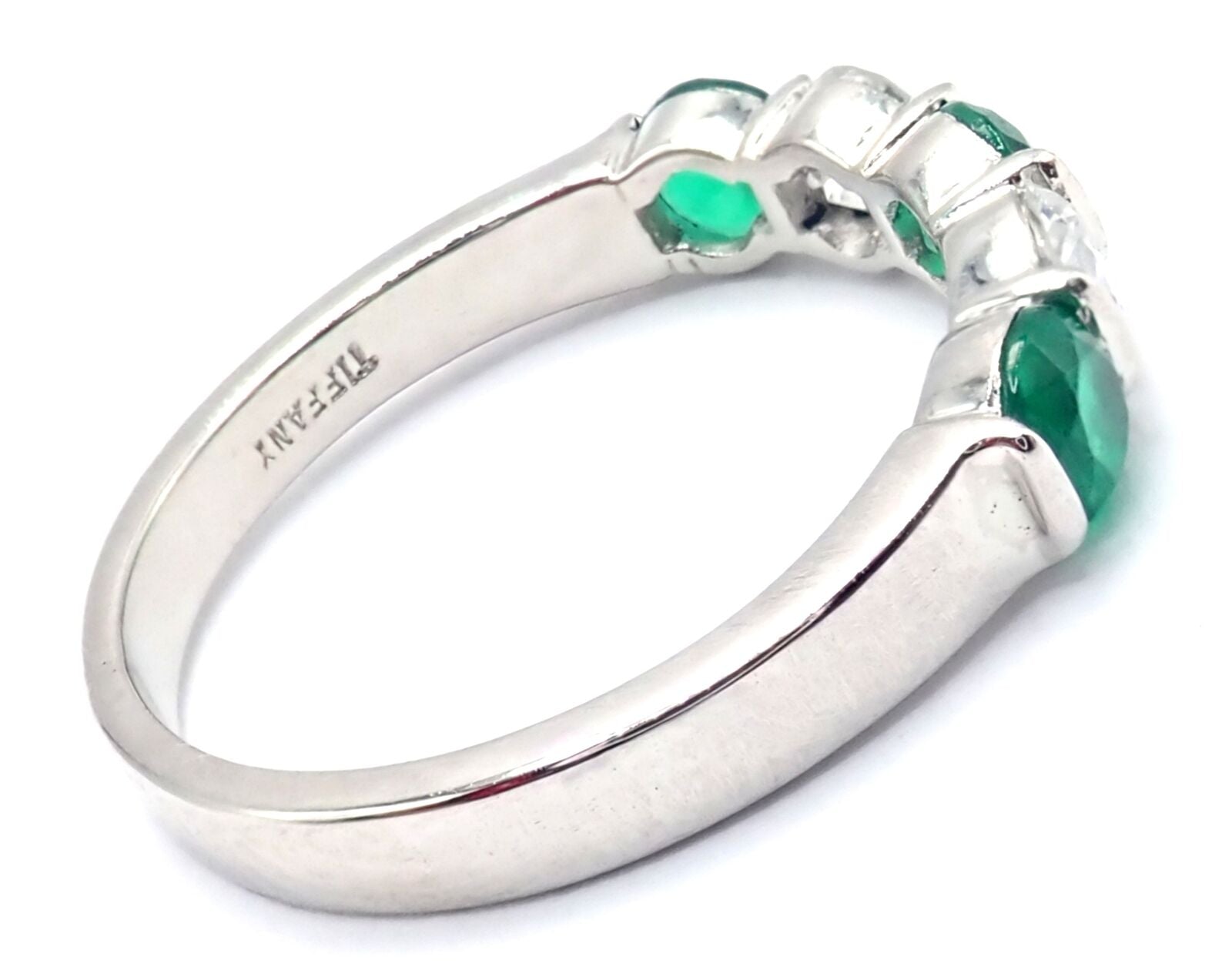 Tiffany & Co. Jewelry & Watches:Vintage & Antique Jewelry:Rings Authentic! Tiffany & Co Platinum Diamond Emerald Band Ring
