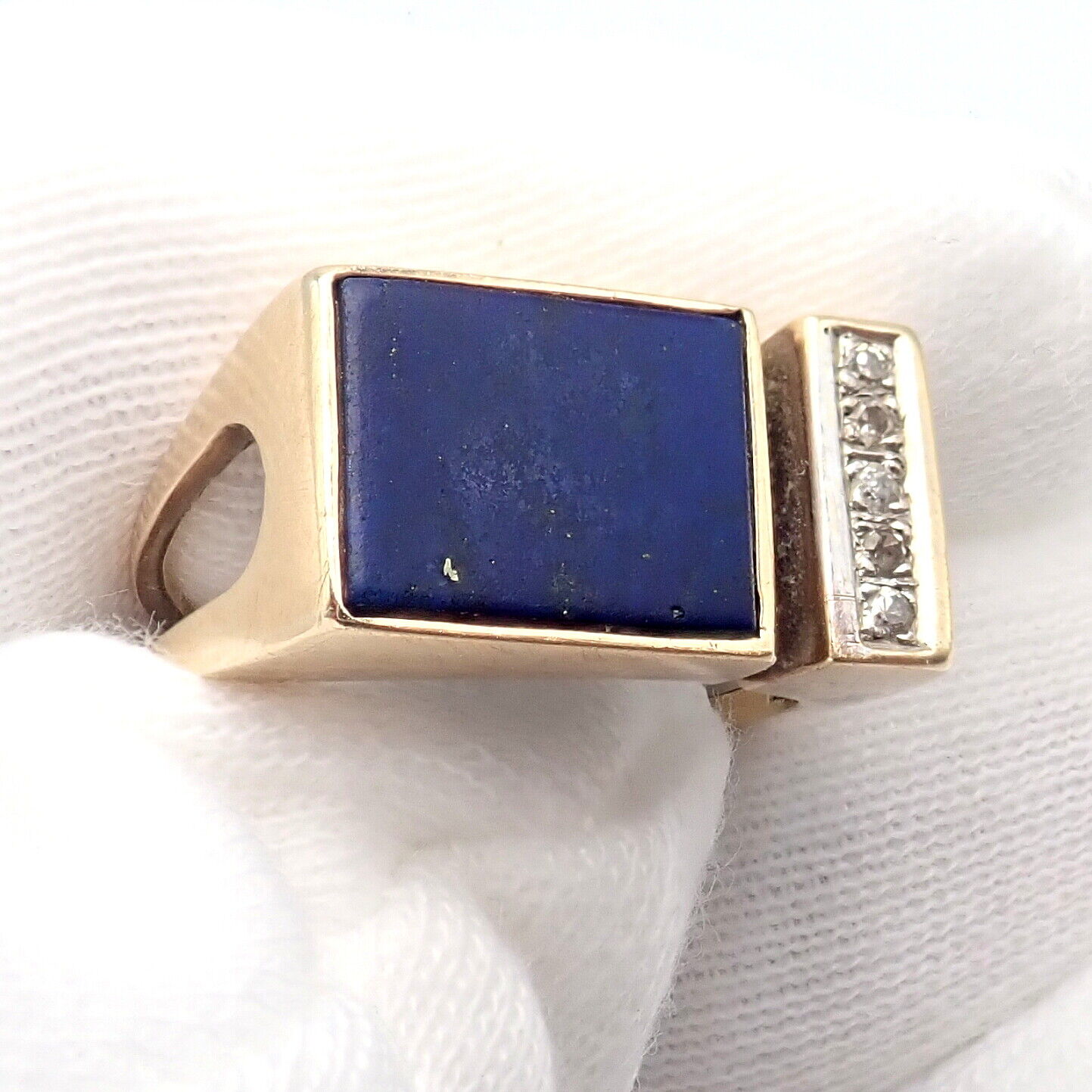 Estate Jewelry & Watches:Vintage & Antique Jewelry:Rings Vintage Estate 14k Yellow Gold Diamond Lapis Ring sz 6