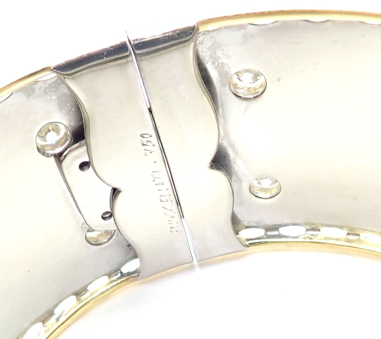 Buccellati Jewelry & Watches:Fine Jewelry:Bracelets & Charms Authentic! Buccellati 18k White Yellow Gold Diamond Bangle Bracelet