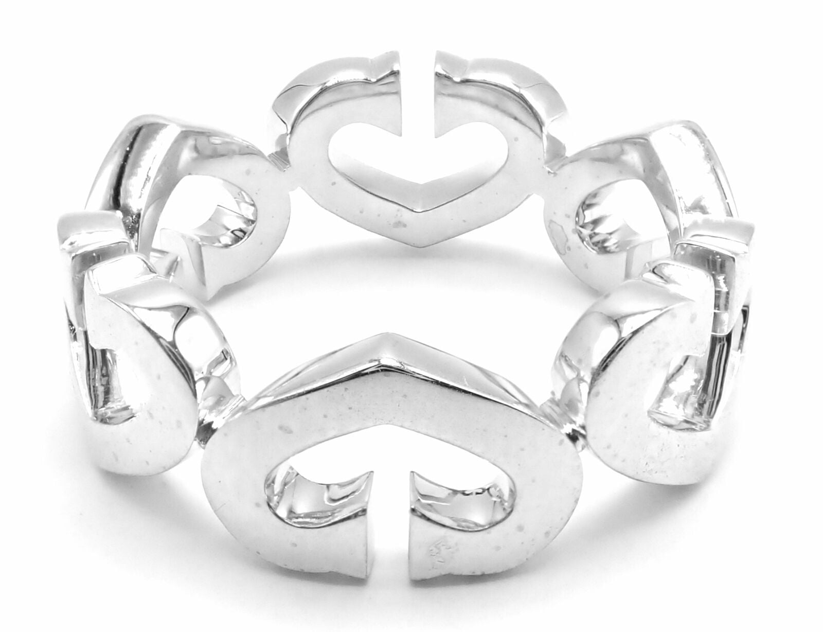 Cartier Jewelry & Watches:Fine Jewelry:Rings Authentic! Cartier 18k White Gold Diamond Heart Band Ring Size 6 1/4