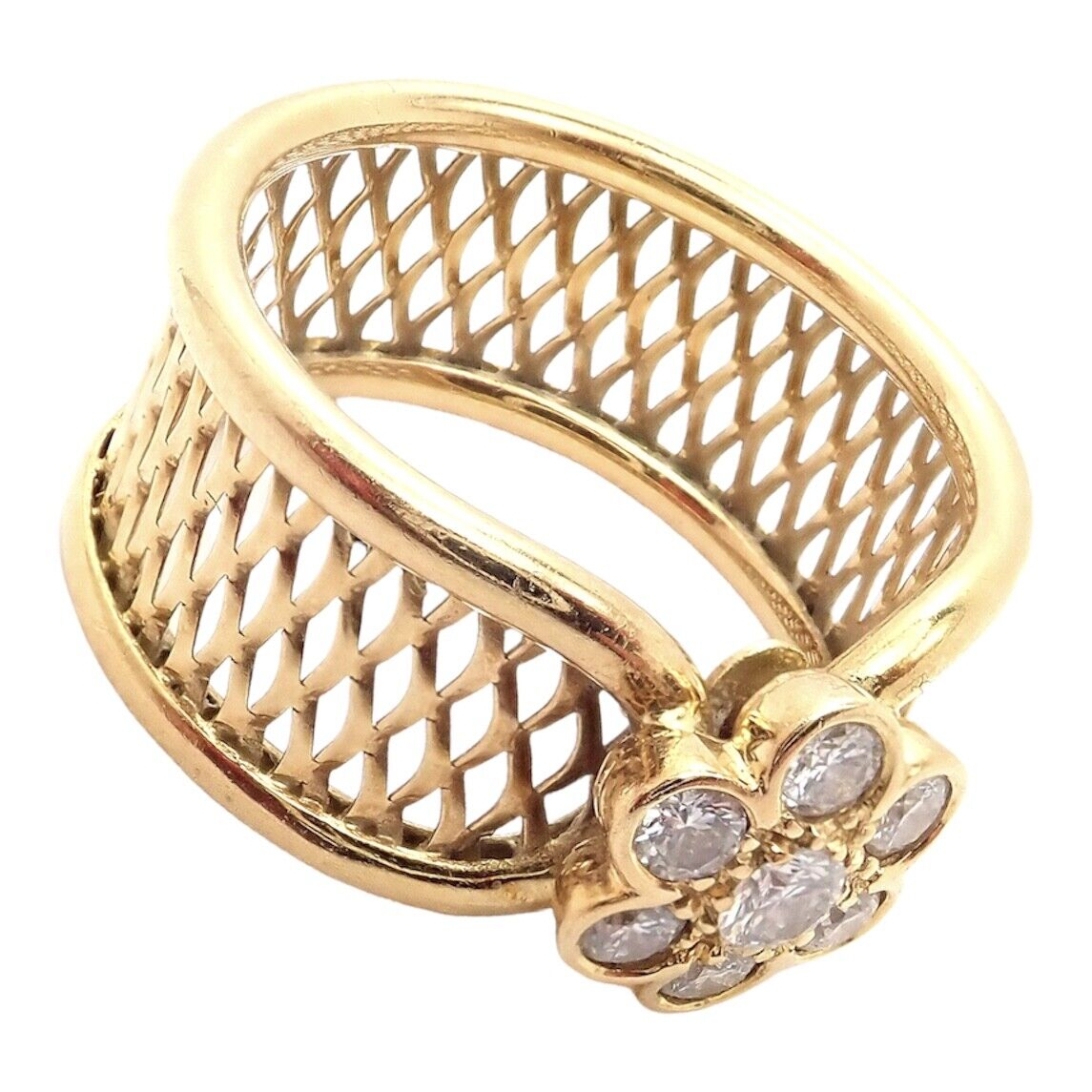 Van Cleef & Arpels Jewelry & Watches:Fine Jewelry:Rings Authentic! Van Cleef & Arpels 18k Yellow Gold Diamond Mesh Fleurette Ring sz 7
