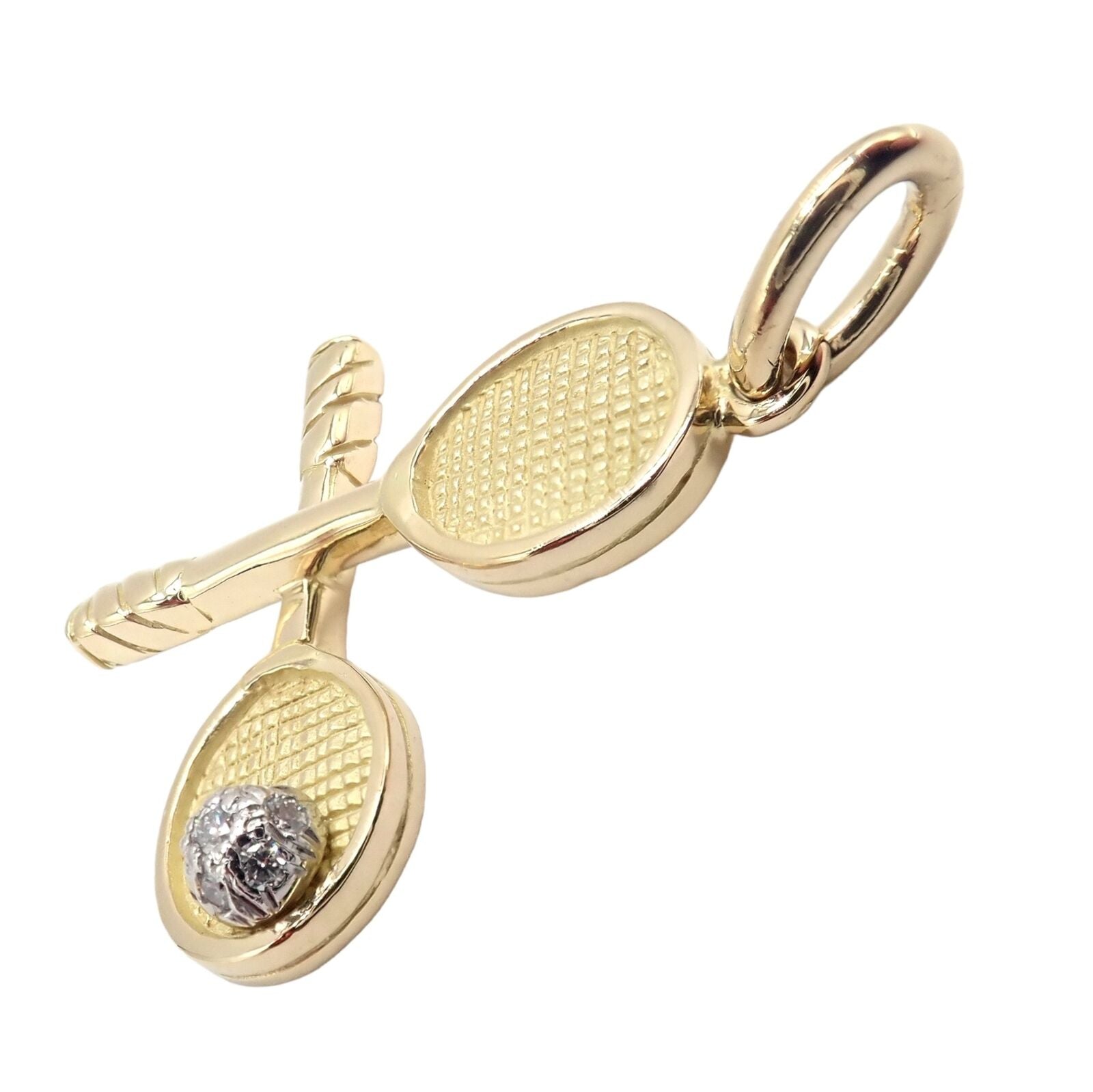 Tiffany & Co. Jewelry & Watches:Fine Jewelry:Necklaces & Pendants Rare Vintage Tiffany & Co. 18k Yellow + White Gold Tennis Rackets Diamond Charm