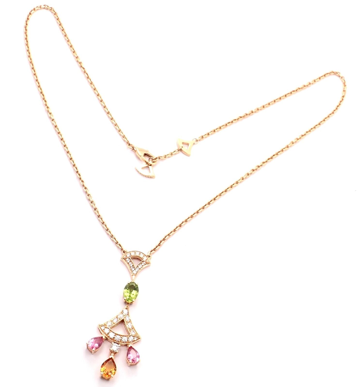 Bulgari Jewelry & Watches:Fine Jewelry:Necklaces & Pendants Authentic Bvlgari Bulgari Diva Dream 18k Rose Gold Diamond Peridot Necklace Cert