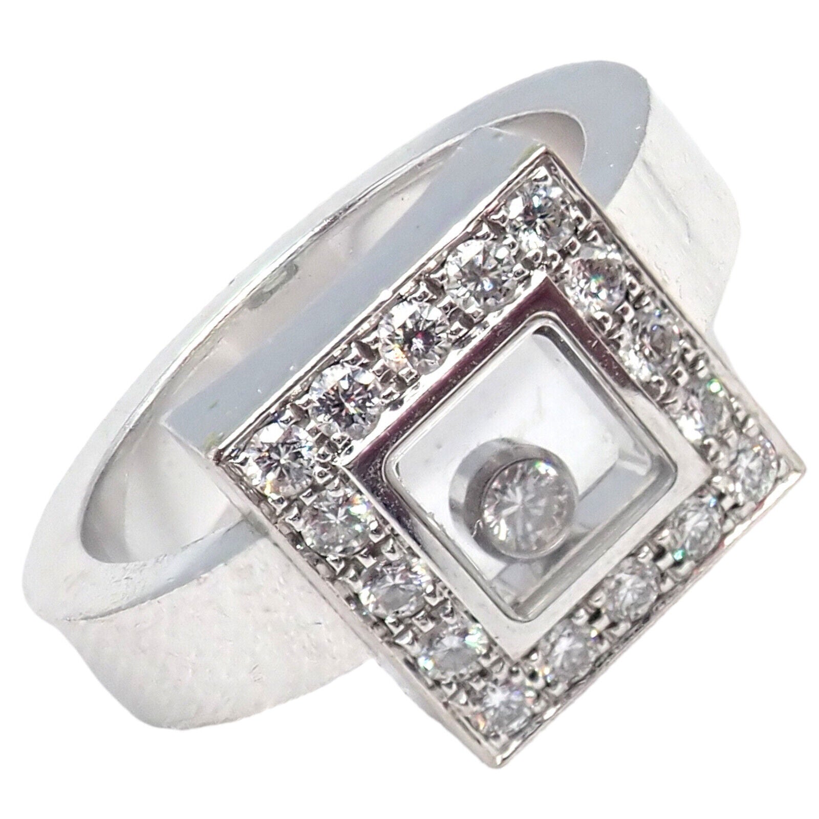 Chopard Jewelry & Watches:Fine Jewelry:Rings Authentic! Chopard 18k White Gold Diamond Happy Diamond Ring Sz 5.75