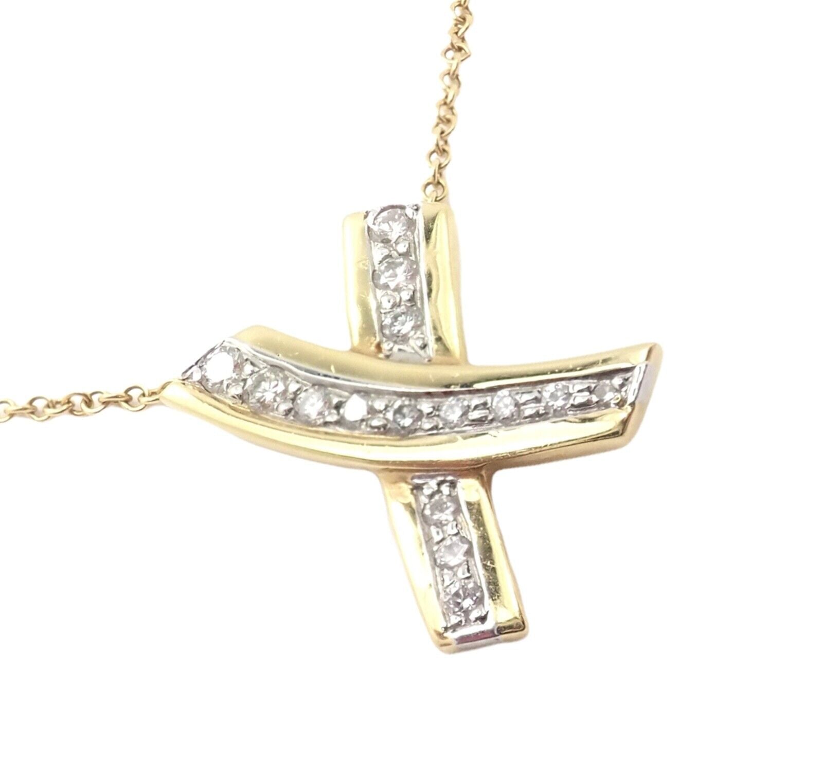 Tiffany & Co. Jewelry & Watches:Fine Jewelry:Necklaces & Pendants Tiffany & Co Platinum 18k Gold X Crossover Diamond Picasso Necklace