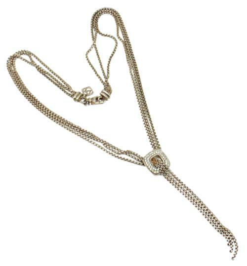 David Yurman Jewelry & Watches:Fine Jewelry:Necklaces & Pendants David Yurman DY Sterling Silver Diamond Lariat Waterfall Tassel Necklace 16"