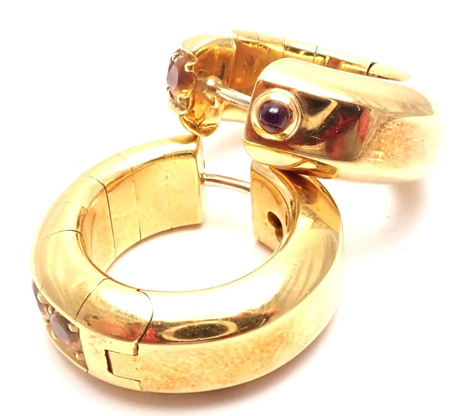 Pasquale Bruni Jewelry & Watches:Fine Jewelry:Earrings Authentic! Pasquale Bruni 18k Yellow Gold Citrine Ruby Hoop Earrings