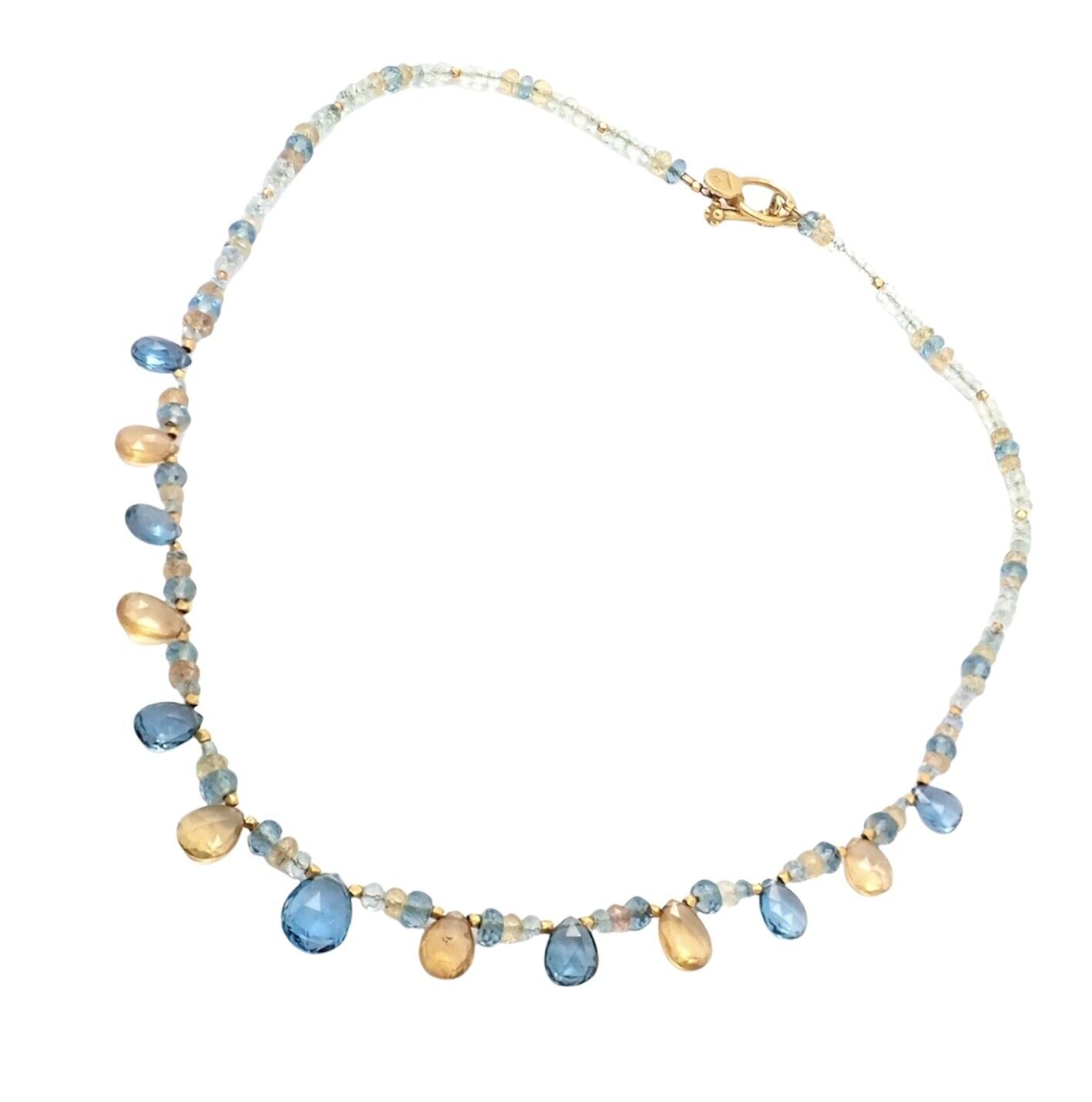 Laura Gibson Jewelry & Watches:Fine Jewelry:Necklaces & Pendants Laura Gibson 22k Yellow Gold Citrine Blue Topaz Citrine Necklace