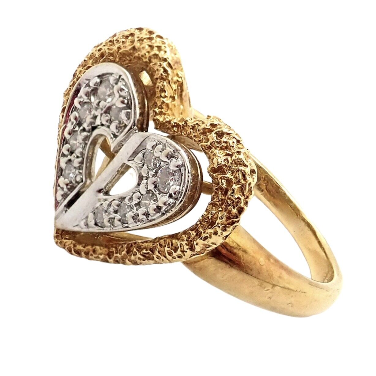 Christian Dior Jewelry & Watches:Fine Jewelry:Rings Authentic! Christian Dior 18k Yellow + White Gold Diamond Heart Ring