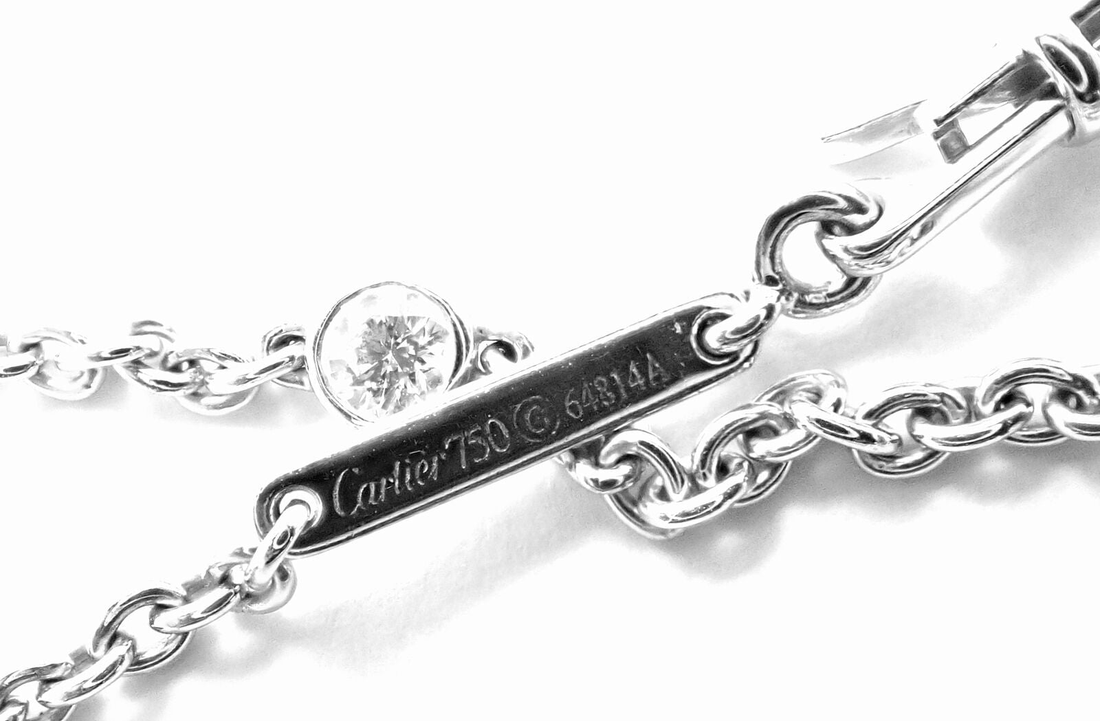 Authentic Cartier 18k White Gold 1.5ct Diamond By The Yard Chain Necklace