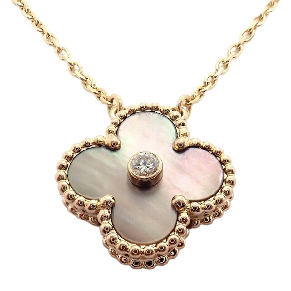 Van Cleef & Arpels Vintage Alhambra necklace in rose gold & gray  mother-of-pearl unboxing + review 