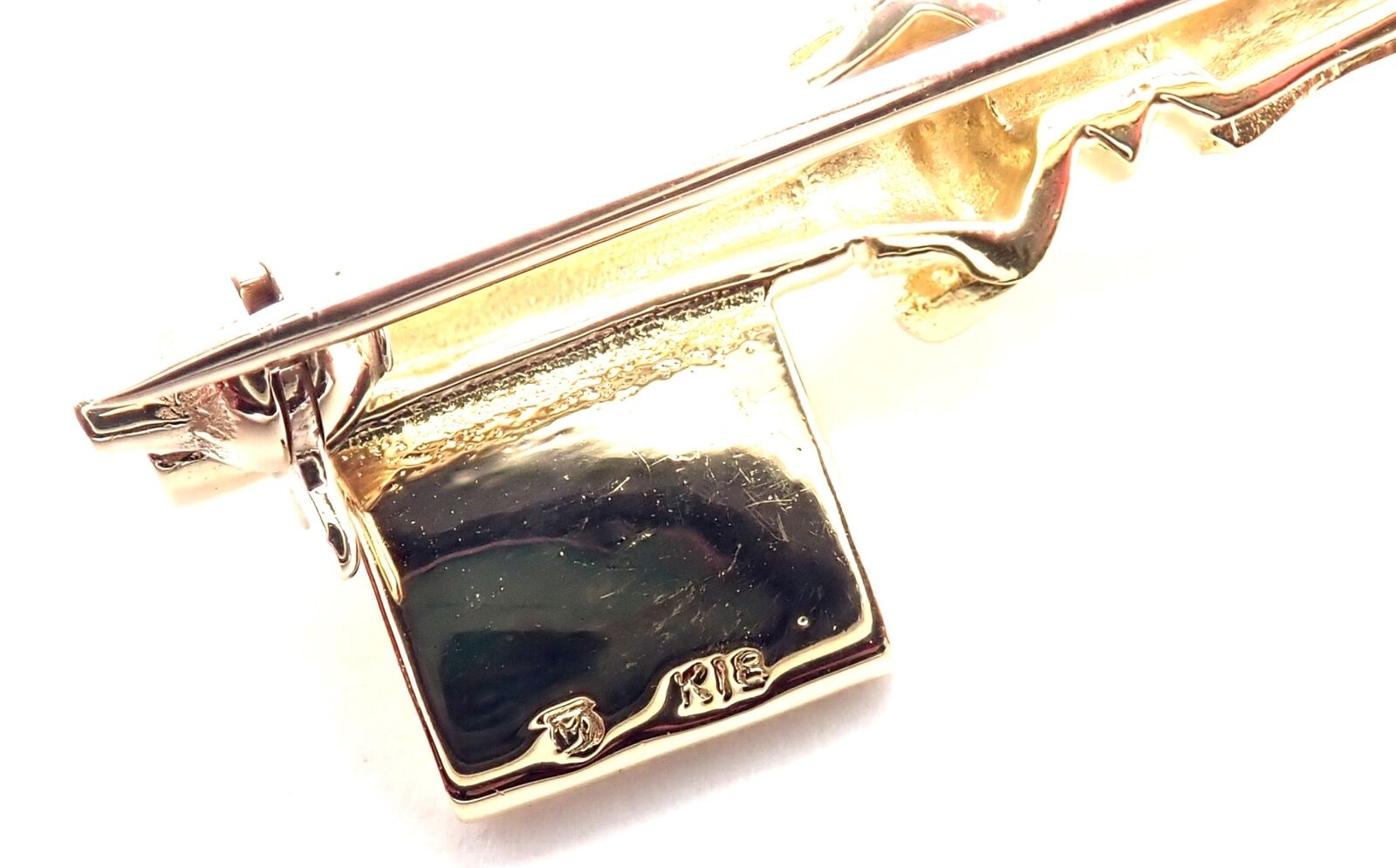 Rare! Authentic Vintage Mikimoto 18k Yellow Gold Key Blue Enamel