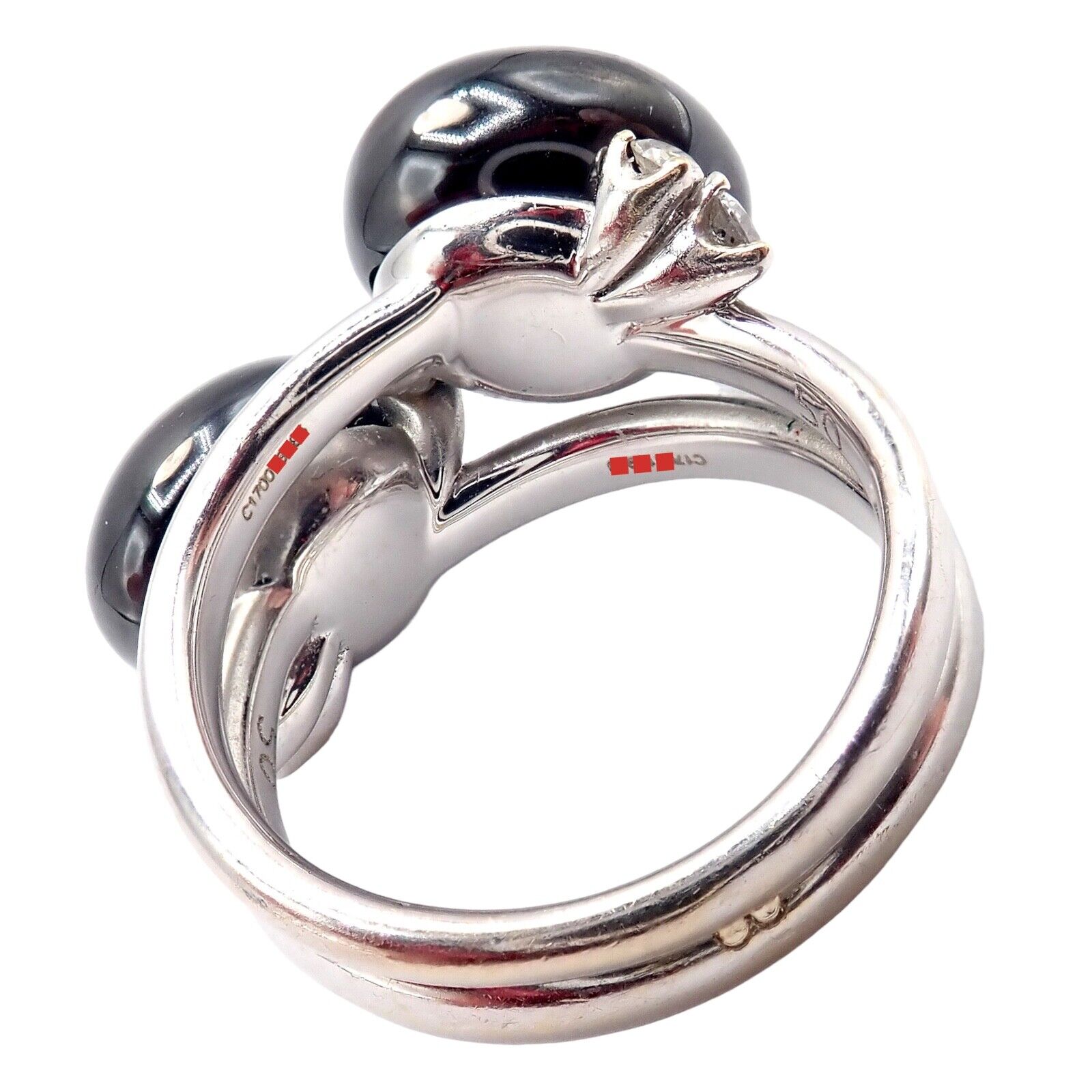Pomellato Jewelry & Watches:Fine Jewelry:Rings Authentic! Pomellato Capri 18k White Gold Diamond Twin Black Ceramic Ring