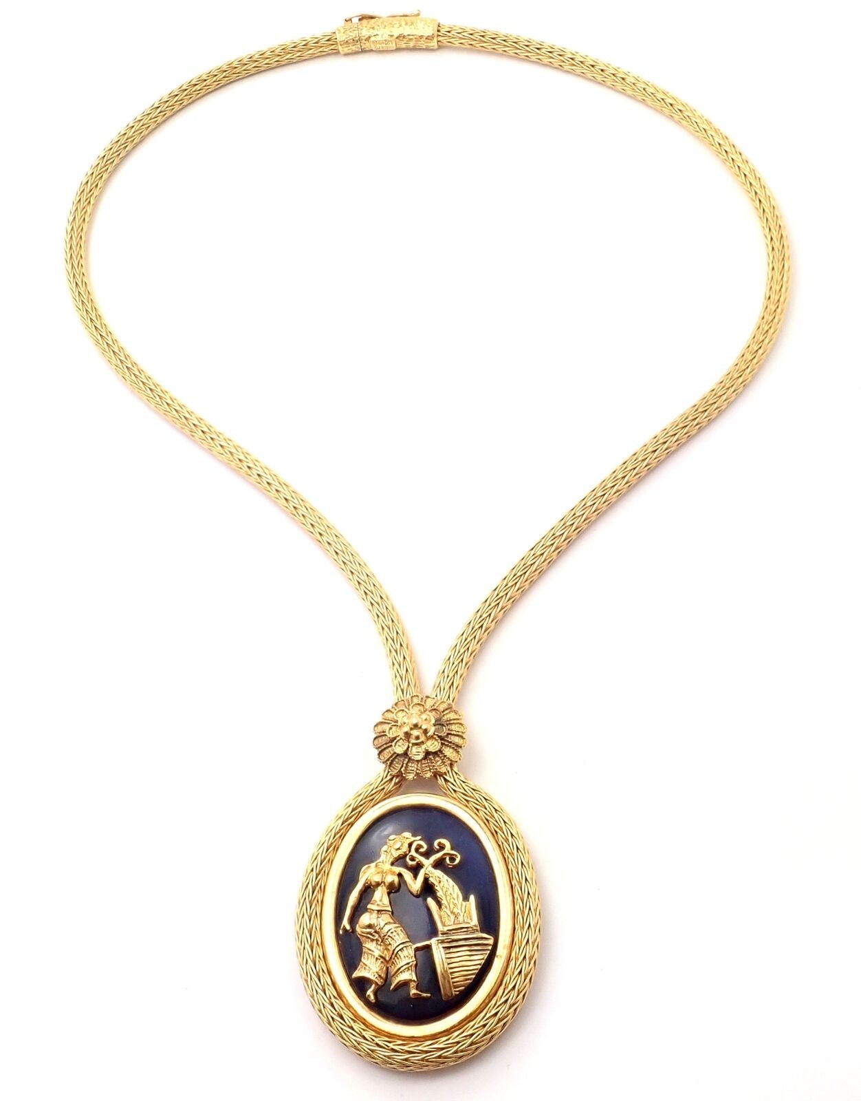 Ilias Lalaounis Jewelry & Watches:Fine Jewelry:Necklaces & Pendants Rare! Authentic Ilias Lalaounis 18k Gold Sodalite Pendant Lariat Necklace