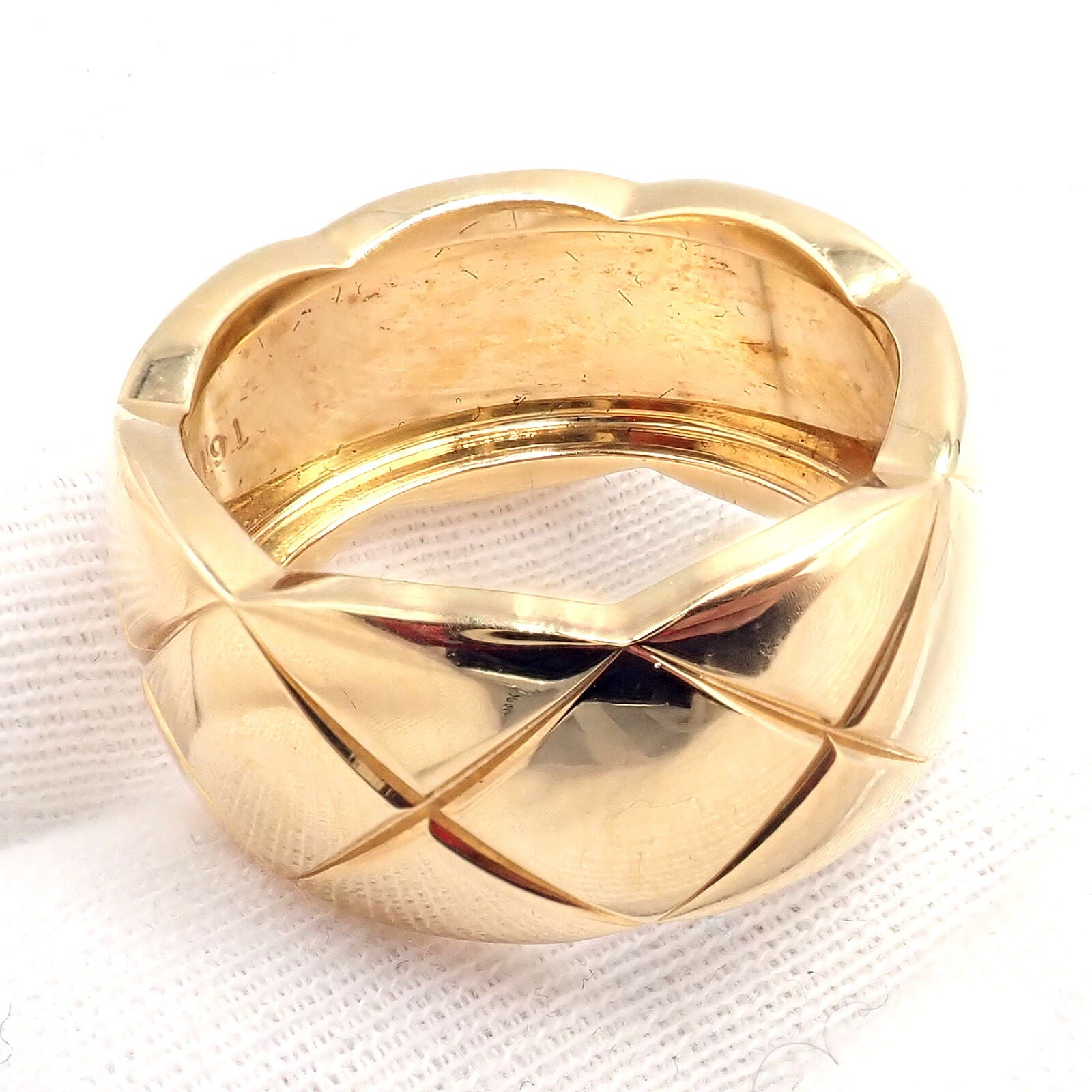 Chanel Jewelry & Watches:Fine Jewelry:Rings Authentic! Chanel 18k Yellow Gold Yellow Large Wide Coco Crush Band Ring
