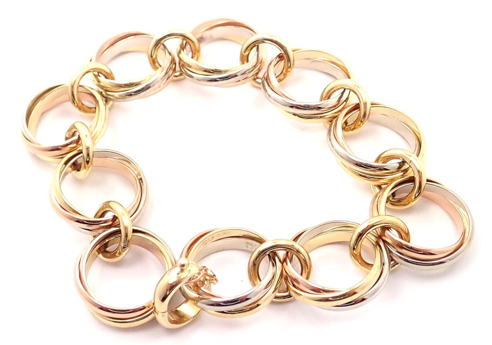 Cartier Jewelry & Watches:Fine Jewelry:Bracelets & Charms Authentic! Cartier Trinity 18k Multi Color Gold Round Wide Link Bracelet
