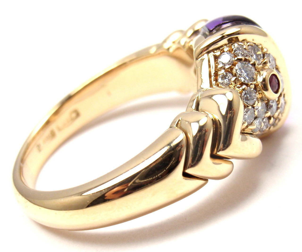 Bvlgari Jewelry & Watches:Fine Jewelry:Rings Authentic! Bulgari Bvlgari 18k Yellow Gold Diamond Amethyst Naturalia Fish Ring