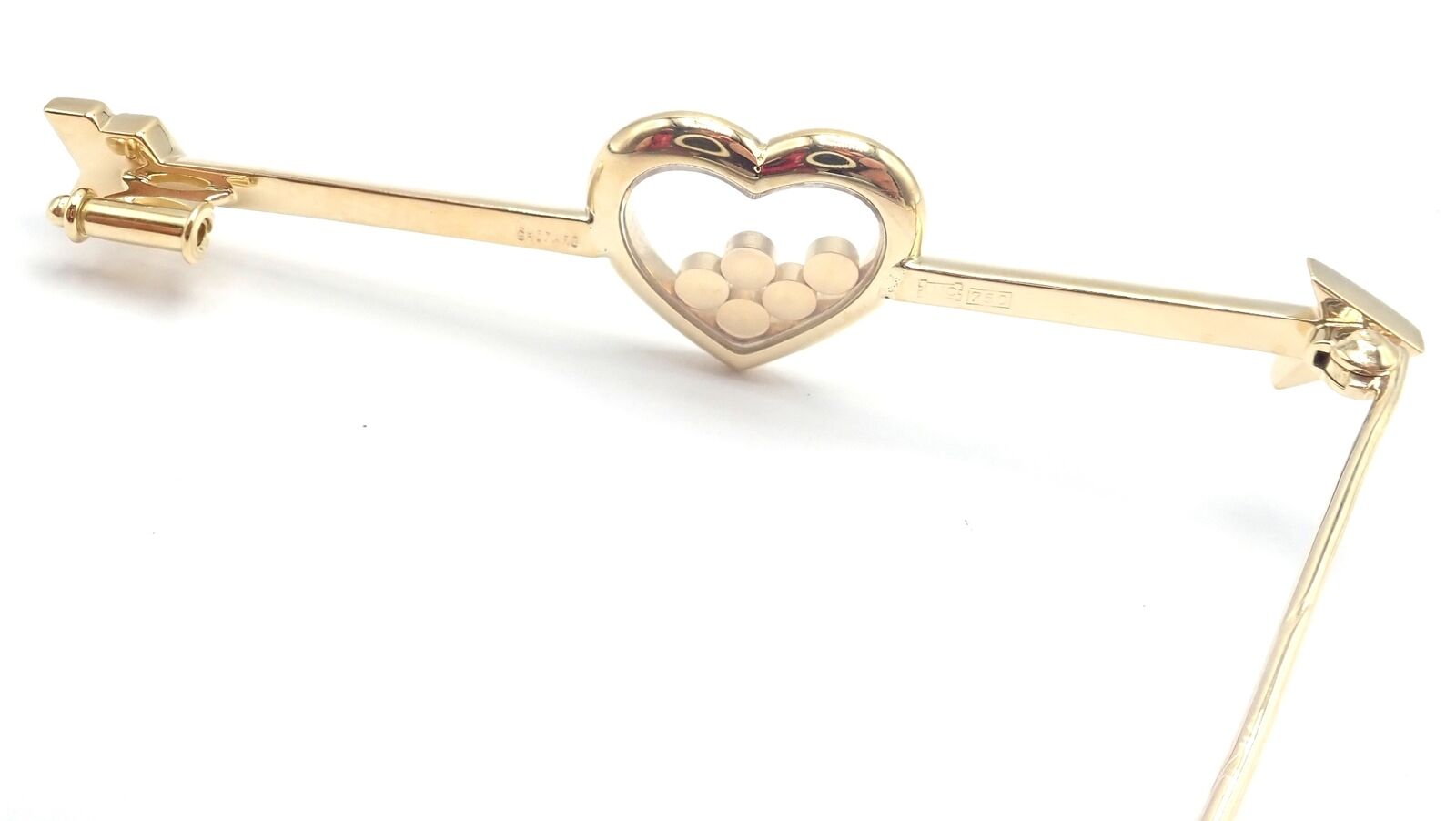 Chopard Jewelry & Watches:Fine Jewelry:Brooches & Pins Authentic! Vintage Chopard Happy Diamond 18k Yellow Gold Heart Pin Brooch