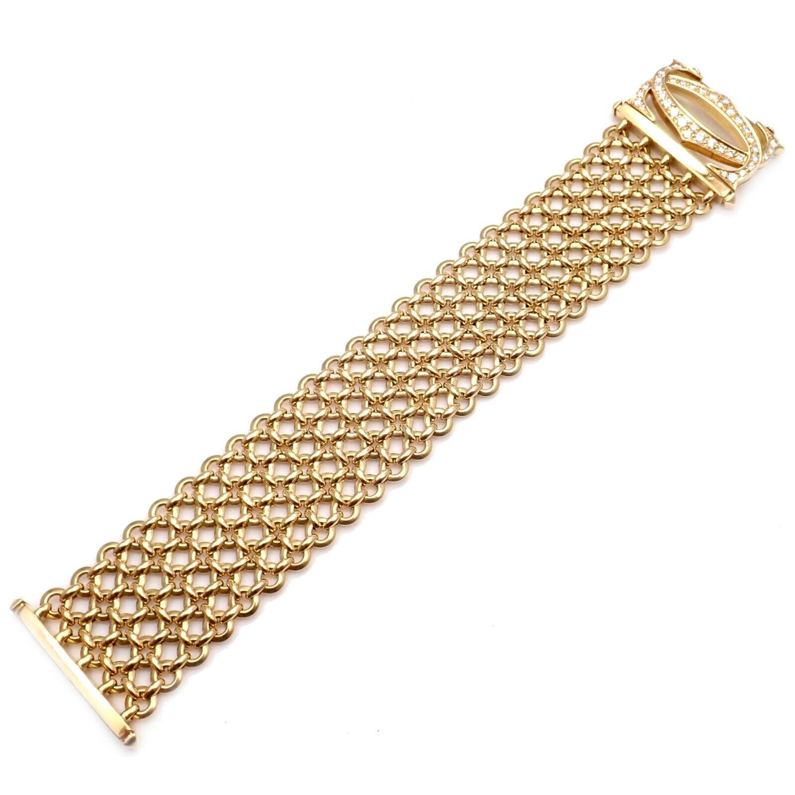 Cartier Jewelry & Watches:Fine Jewelry:Bracelets & Charms Authentic! Cartier Penelope 18k Yellow Gold Diamond Double C 5 Row Link Bracelet