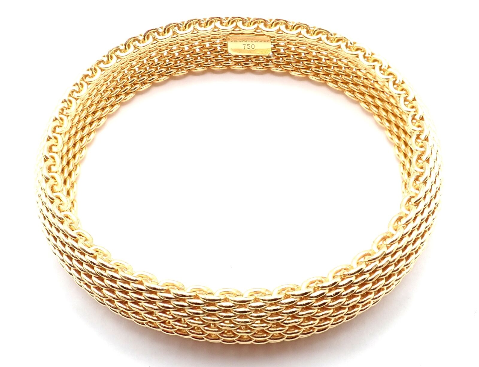 Tiffany & Co 18K Yellow Gold Somerset Wide Mesh Band — Antique Jewelry NYC
