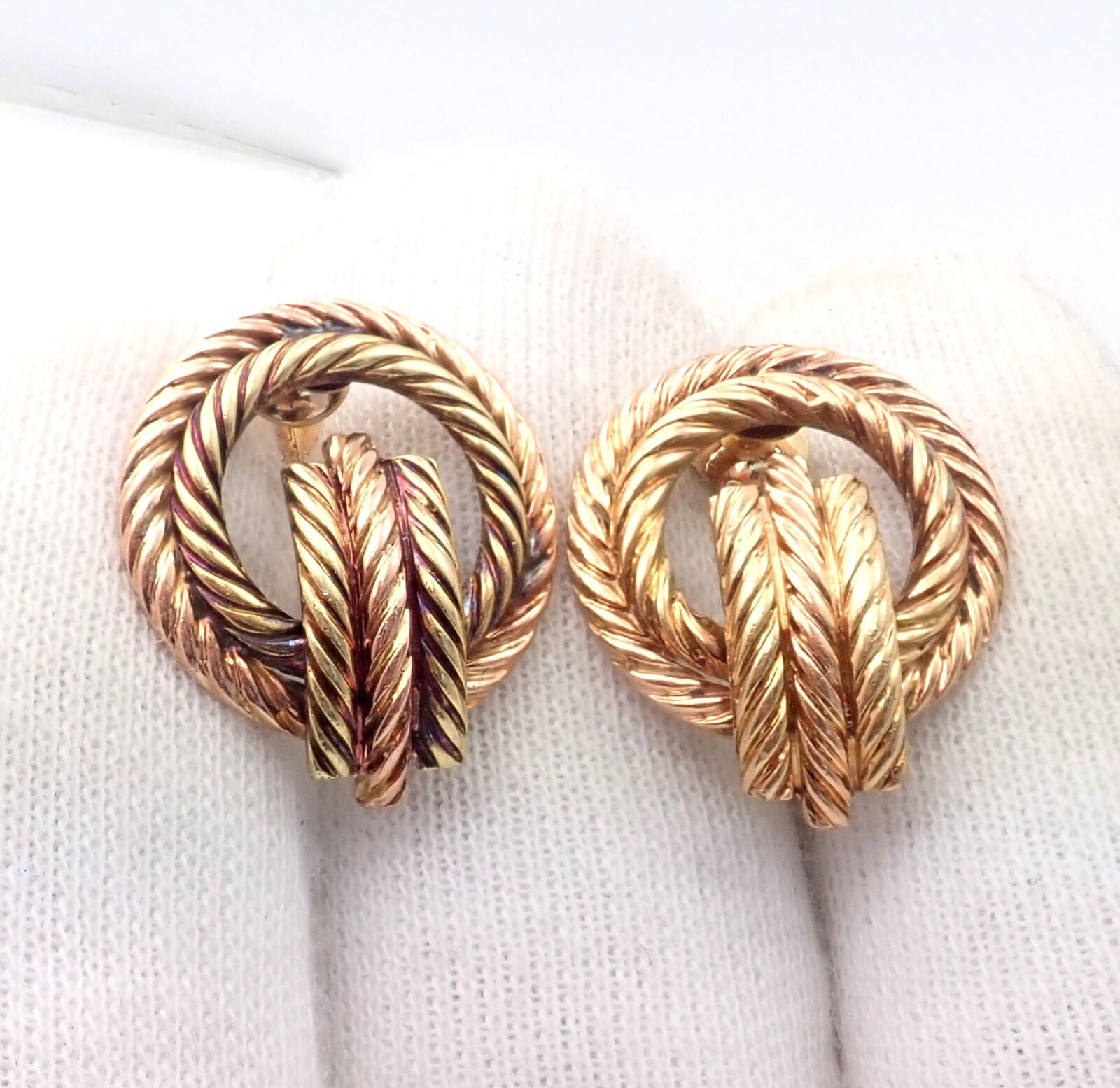 Tiffany & Co. Jewelry & Watches:Fine Jewelry:Earrings Rare Authentic Vintage Tiffany & Co 14k Yellow Rose Gold Rope Screwback Earrings