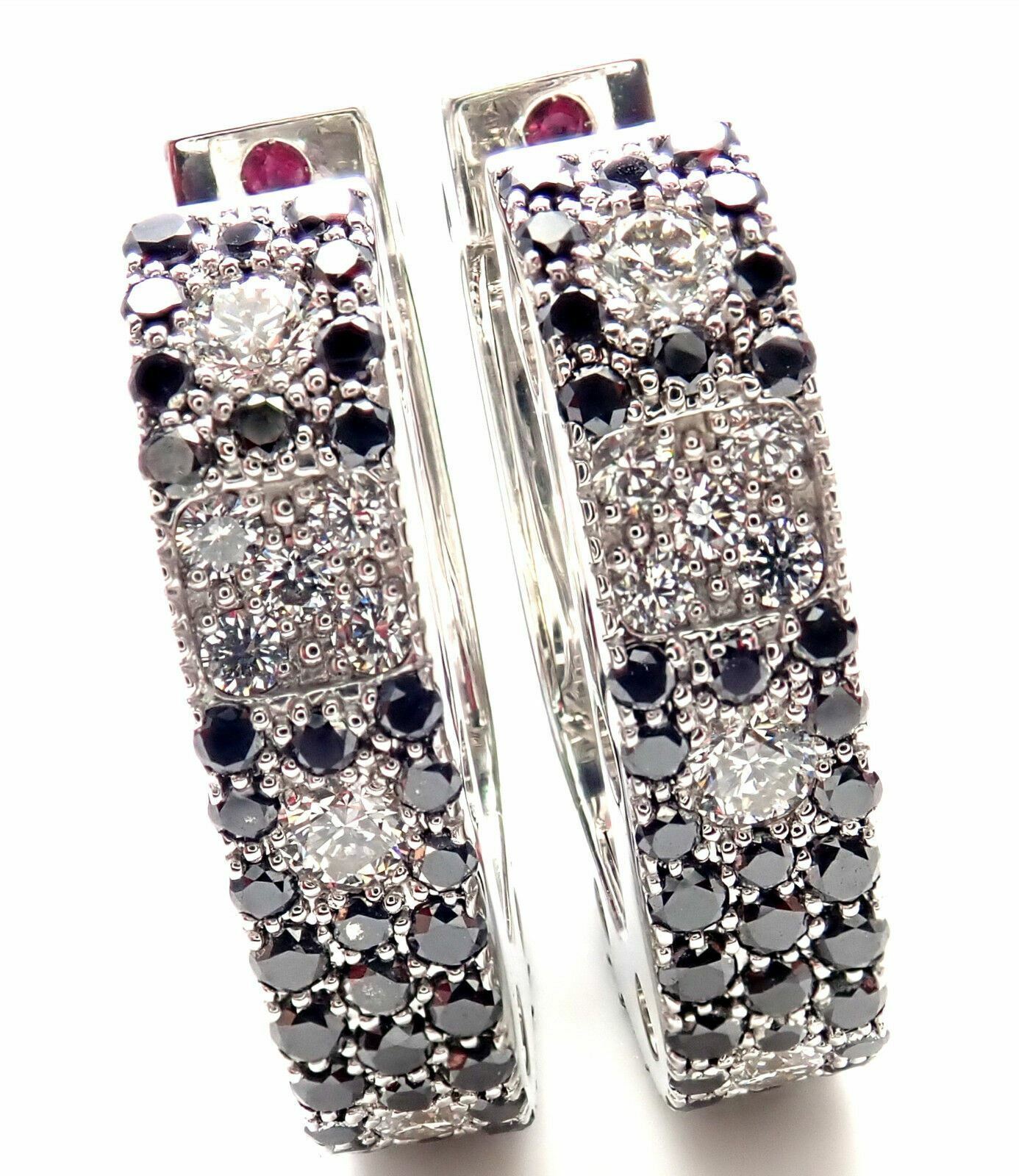Roberto Coin Jewelry & Watches:Fine Jewelry:Earrings Authentic! Roberto Coin Pois Moi 18k White Gold Black White Diamond Earrings