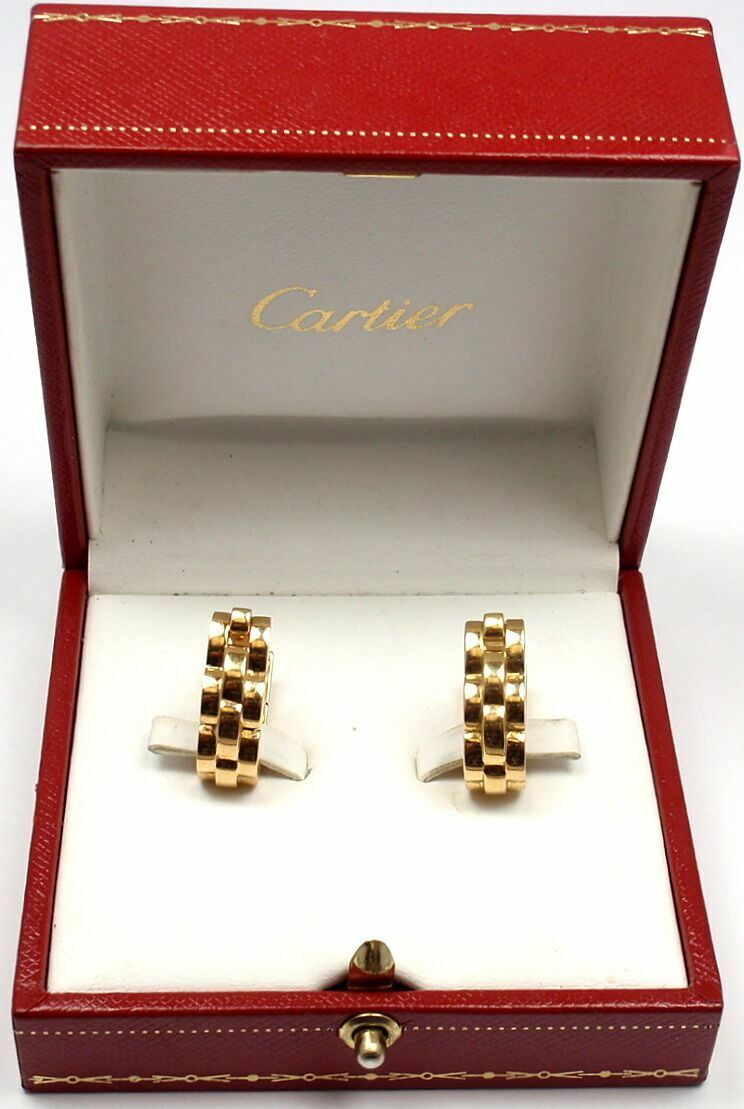 Cartier Jewelry & Watches:Fine Jewelry:Jewelry Sets Authentic! Cartier Panthere Maillon 18k Yellow Gold Stirrup Cufflinks