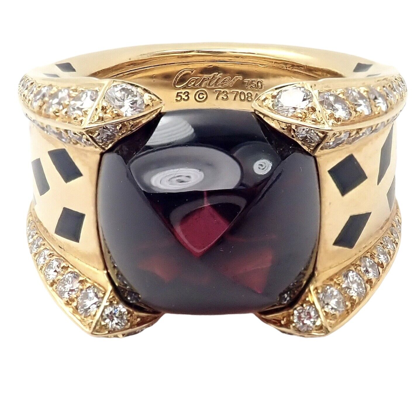 Cartier Jewelry & Watches:Fine Jewelry:Rings Authentic! Cartier Panthere 18k Yellow Gold Diamond Rhodolite Garnet Enamel Ring