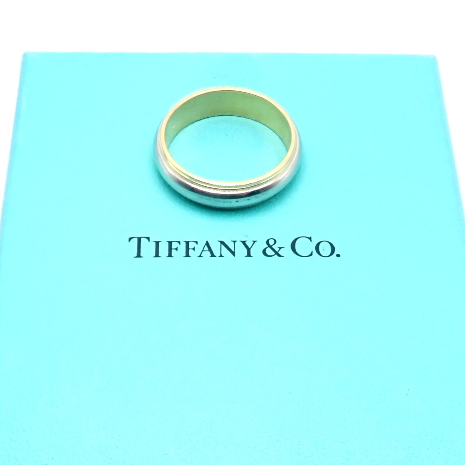 Tiffany & Co. Jewelry & Watches:Fine Jewelry:Rings Tiffany & Co. 18k Yellow Gold Platinum 6mm Band Classic Milgrain Ring Sz 10.5