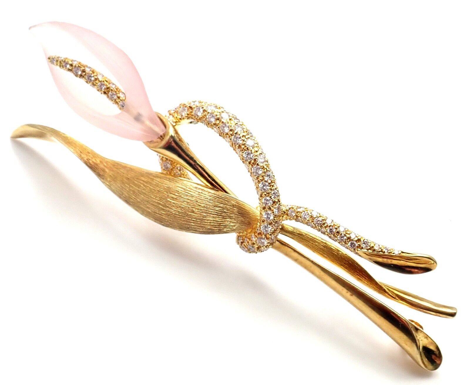 Henry Dunay Jewelry & Watches:Fine Jewelry:Brooches & Pins Authentic! Henry Dunay 18k Yellow Gold Diamond Quartz Calla Lily Flower Brooch