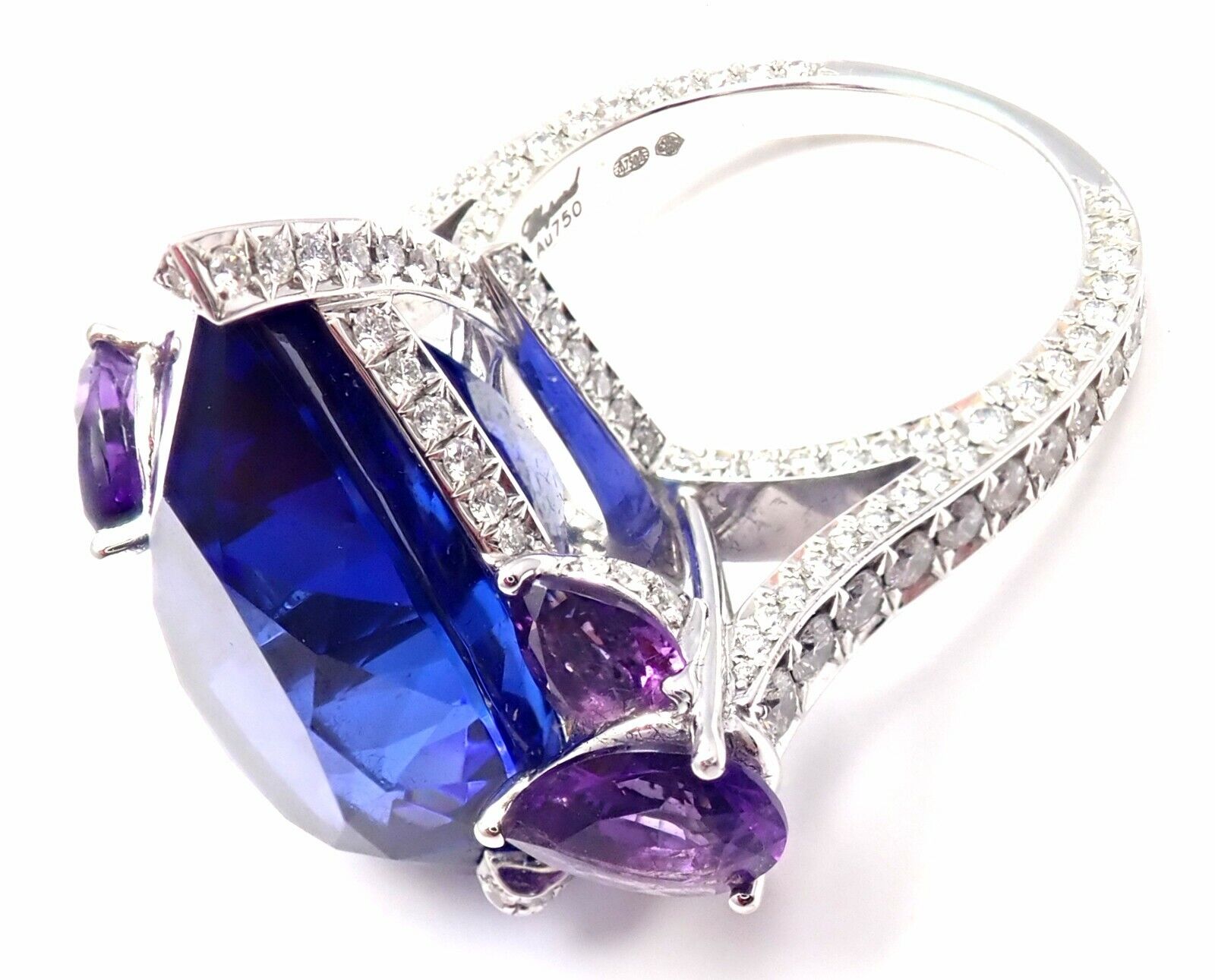 Chopard Jewelry & Watches:Fine Jewelry:Rings Rare! Chopard High Jewelry 18k Gold Diamond Tanzanite Amethyst Ring Box Cert