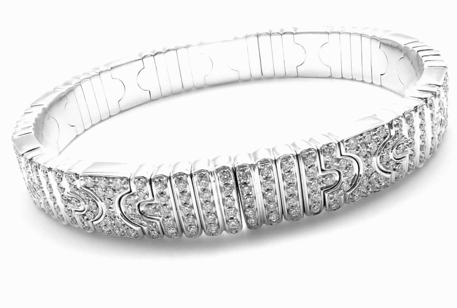 Bvlgari Jewelry & Watches:Fine Jewelry:Bracelets & Charms Authentic! BULGARI BVLGARI Parentesi 18k White Gold Pave Diamond Bangle Bracelet