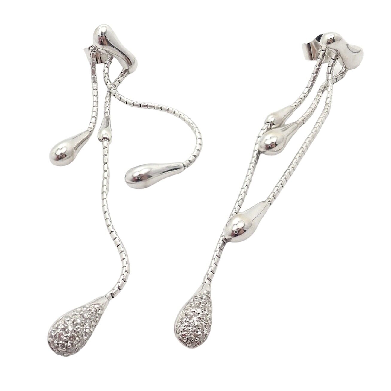 H. Stern Jewelry & Watches:Fine Jewelry:Earrings Rare Authentic H. Stern 18k White Gold Diamond Teardrop Long Dangle Earrings
