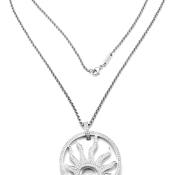 Authentic Chopard Happy Diamond Sun 18K White Gold Pendant Necklace
