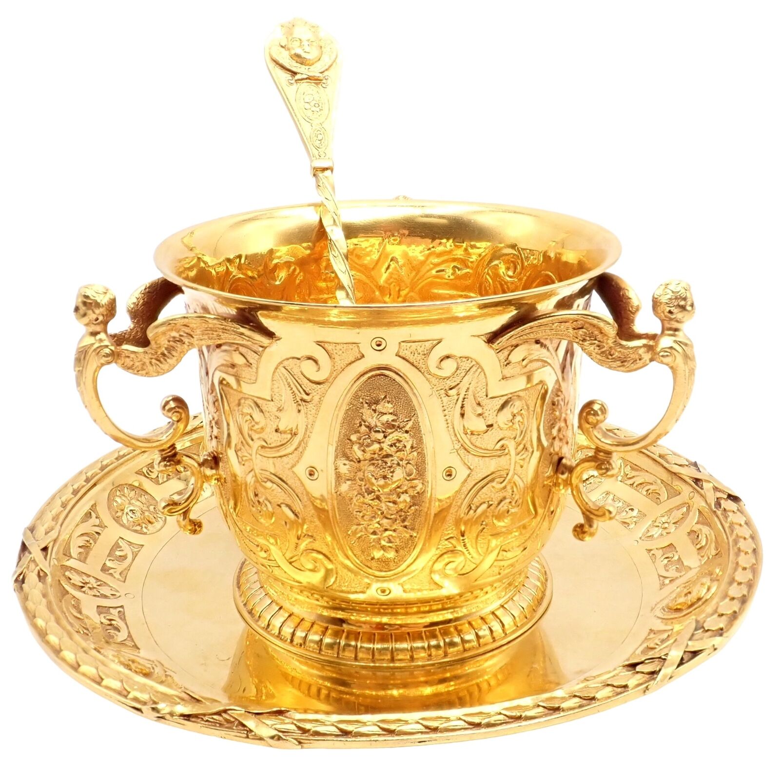 Abraham Portal Antiques:Other Antiques Antique Solid 18k Yellow Gold Sugar Bowl Dish Spoon Abraham Portal Set c. 1779
