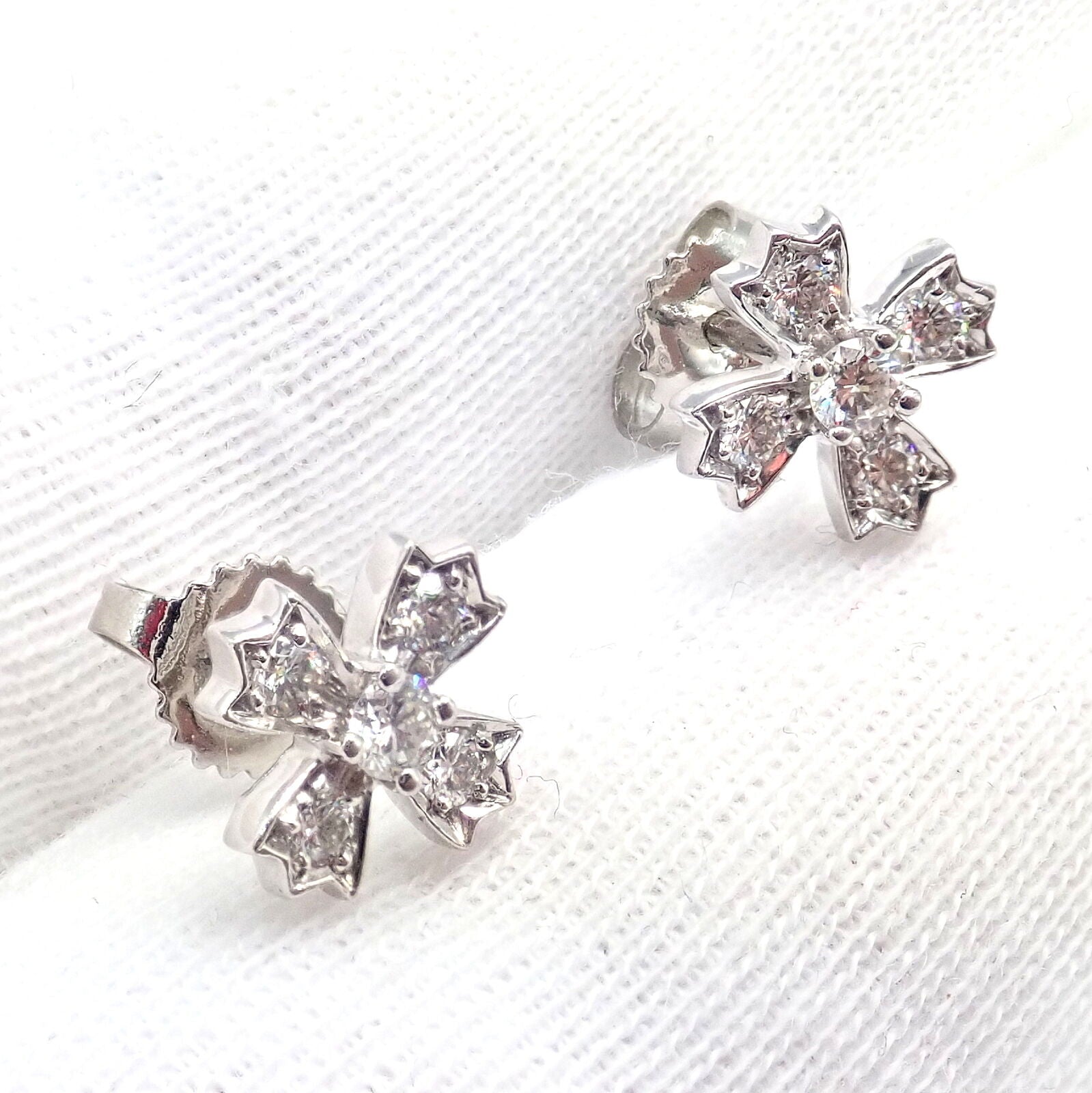 Tiffany & Co. Jewelry & Watches:Fine Jewelry:Earrings Authentic! Tiffany & Co Platinum Flower Cross Diamond Small Stud Earrings