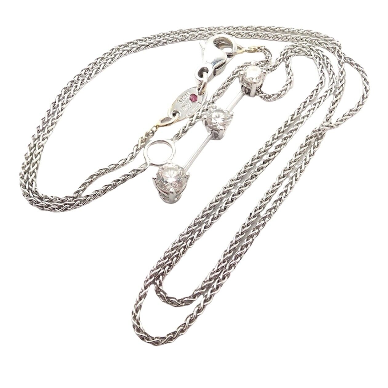 Roberto Coin Jewelry & Watches:Fine Jewelry:Necklaces & Pendants Roberto Coin 18k White Gold Three Diamond Diamond Pendant Necklace
