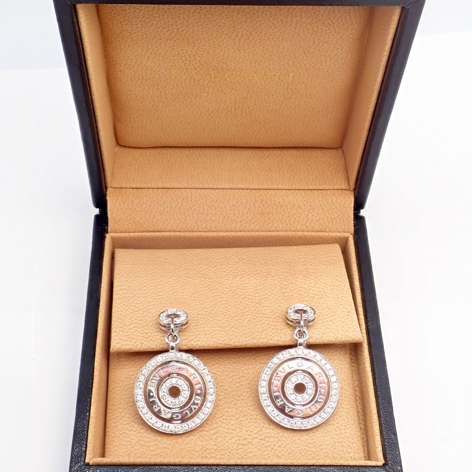Bulgari Jewelry & Watches:Fine Jewelry:Earrings Authentic! Bulgari Bvlgari Cerchi Astrale 18k White Gold Diamond Dangle Earrings