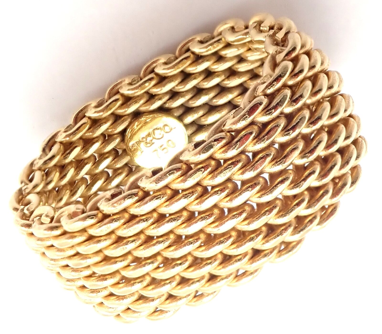 Tiffany & Co. Jewelry & Watches:Fine Jewelry:Rings Authentic Tiffany & Co 18k Yellow Gold Somerset Mesh Band Ring