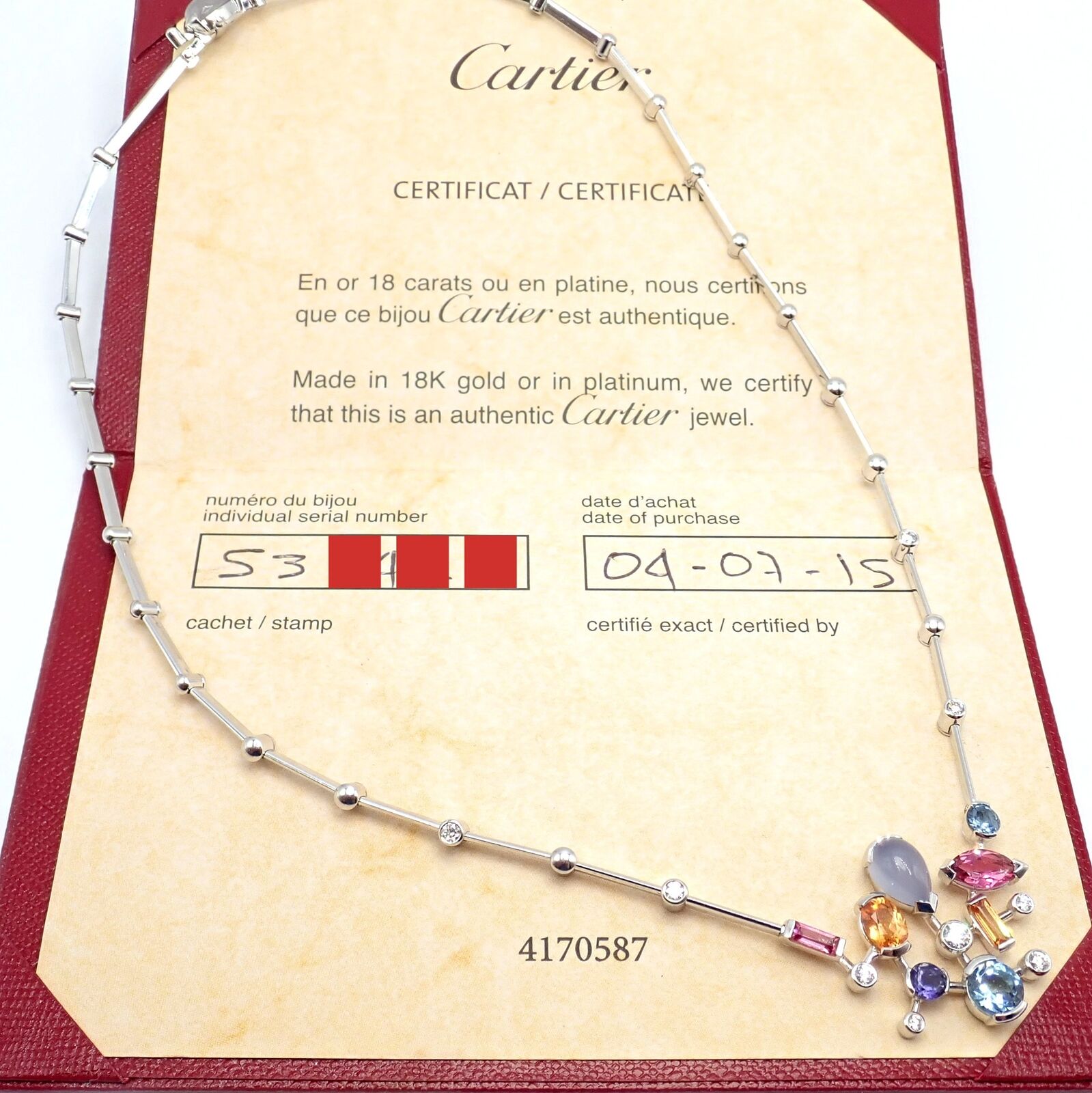 Cartier Jewelry & Watches:Fine Jewelry:Necklaces & Pendants Authentic! Cartier Platinum Diamond Meli Melo Gemstone Necklace w/Paper