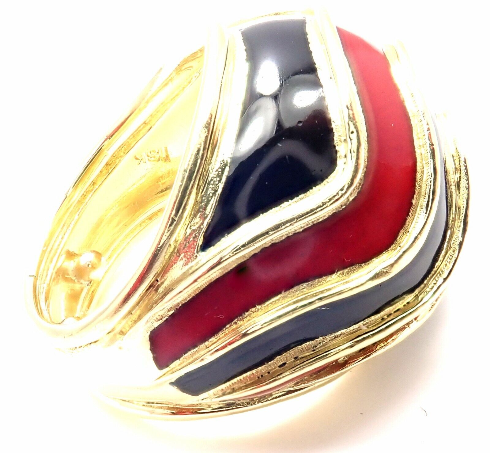 Tiffany & Co. Jewelry & Watches:Fine Jewelry:Rings Rare! Authentic Vintage Tiffany & Co 18k Yellow Gold Enamel Dome Ring