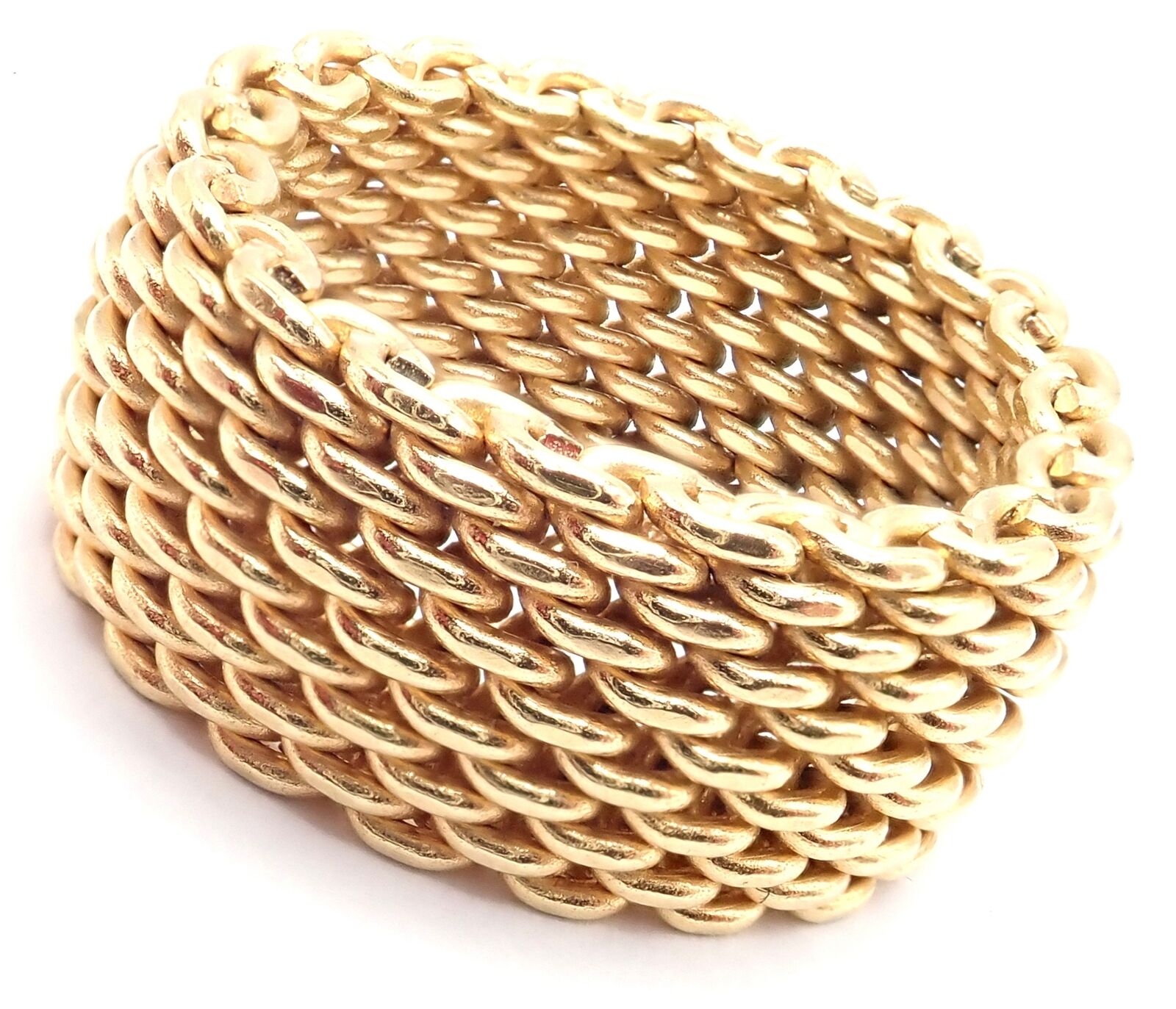 Tiffany & Co. Jewelry & Watches:Fine Jewelry:Rings Authentic Tiffany & Co 18k Yellow Gold Somerset Mesh Band Ring