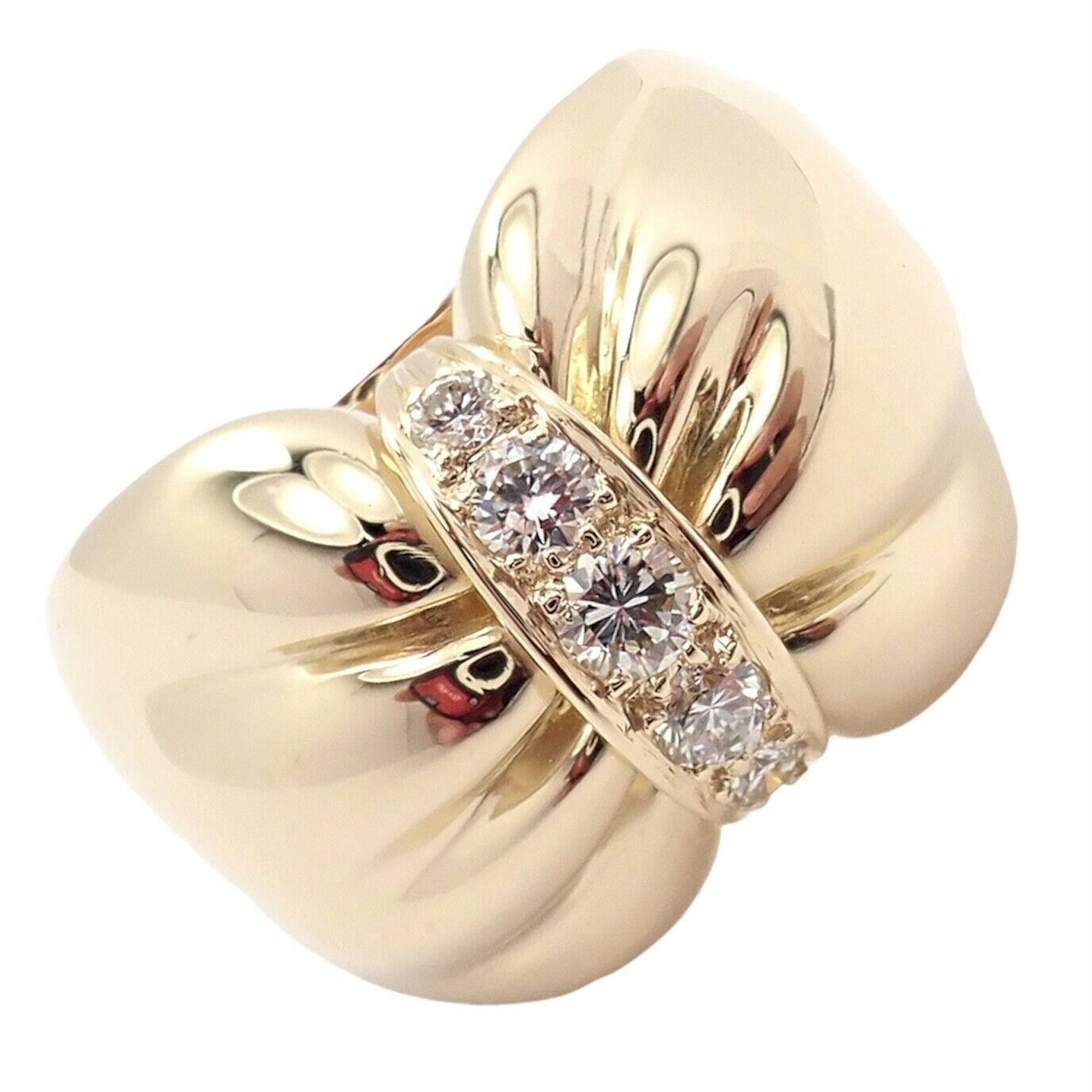 Van Cleef & Arpels Jewelry & Watches:Fine Jewelry:Rings Rare! Authentic Van Cleef & Arpels 18k Yellow Gold Diamond Ribbon Bow Band Ring