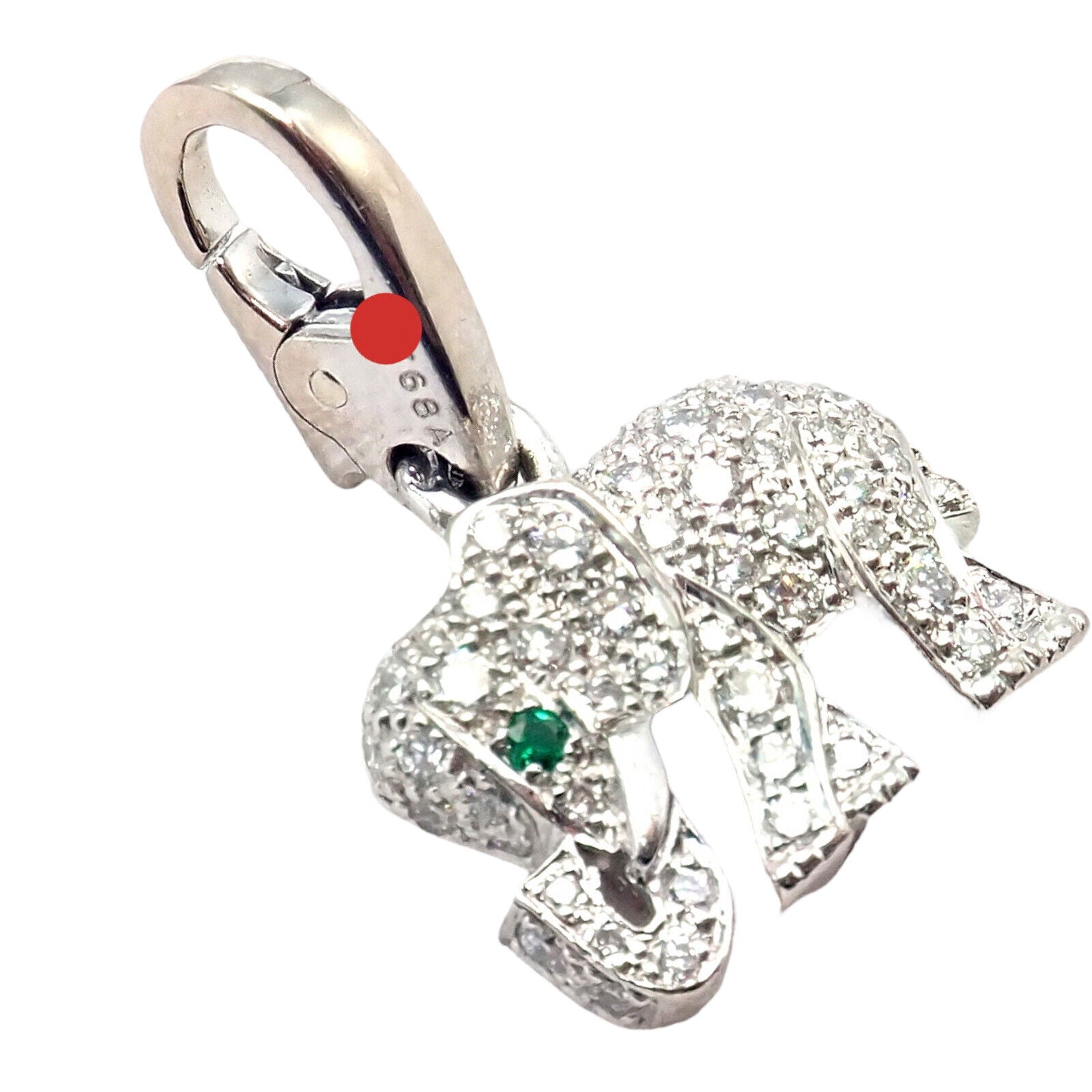 Cartier Jewelry & Watches:Fine Jewelry:Necklaces & Pendants Authentic Cartier Elephant 18k White Gold Diamond Emerald Charm Pendant + Papers