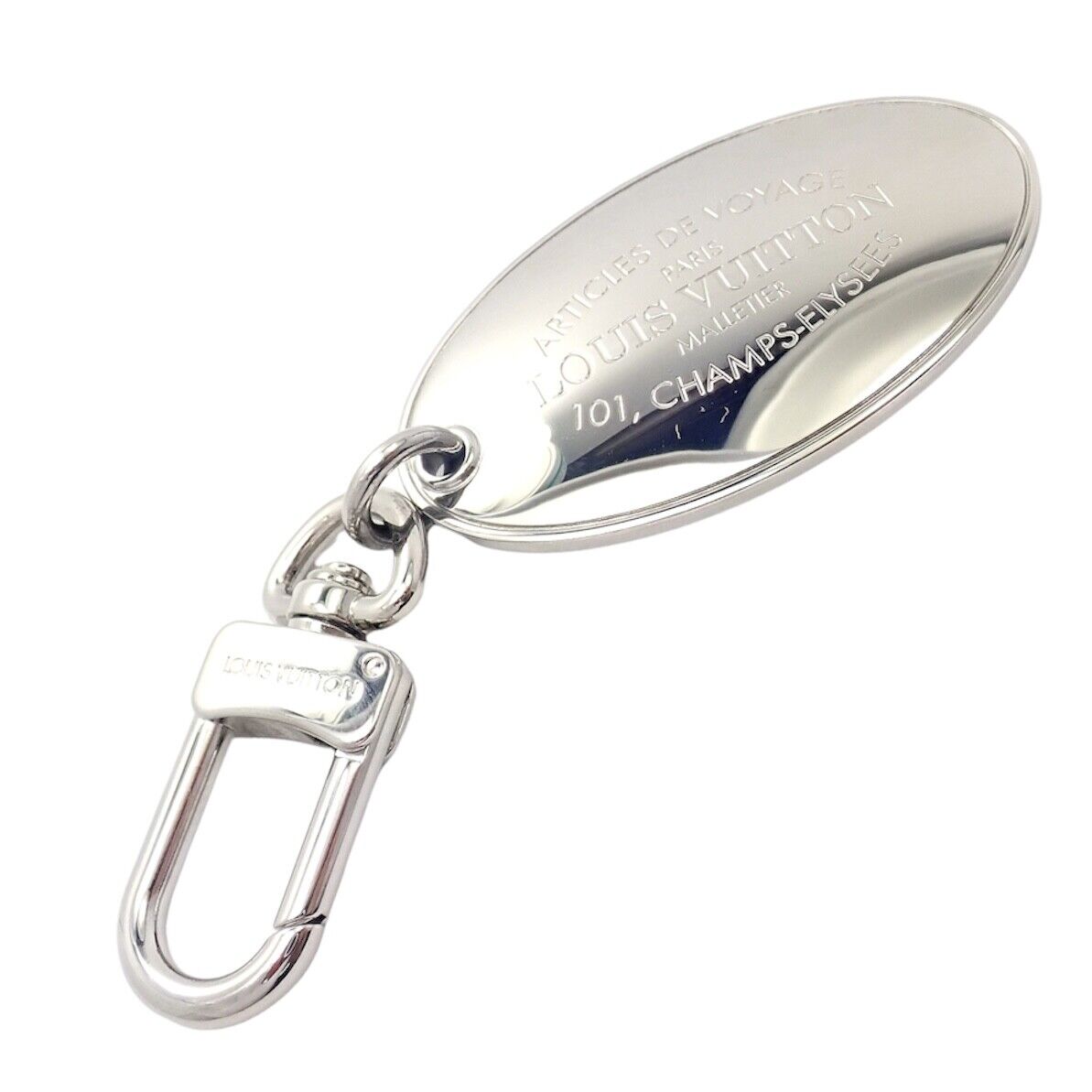 Louis Vuitton LV Large Stainless Steel Luggage Tag Key Chain