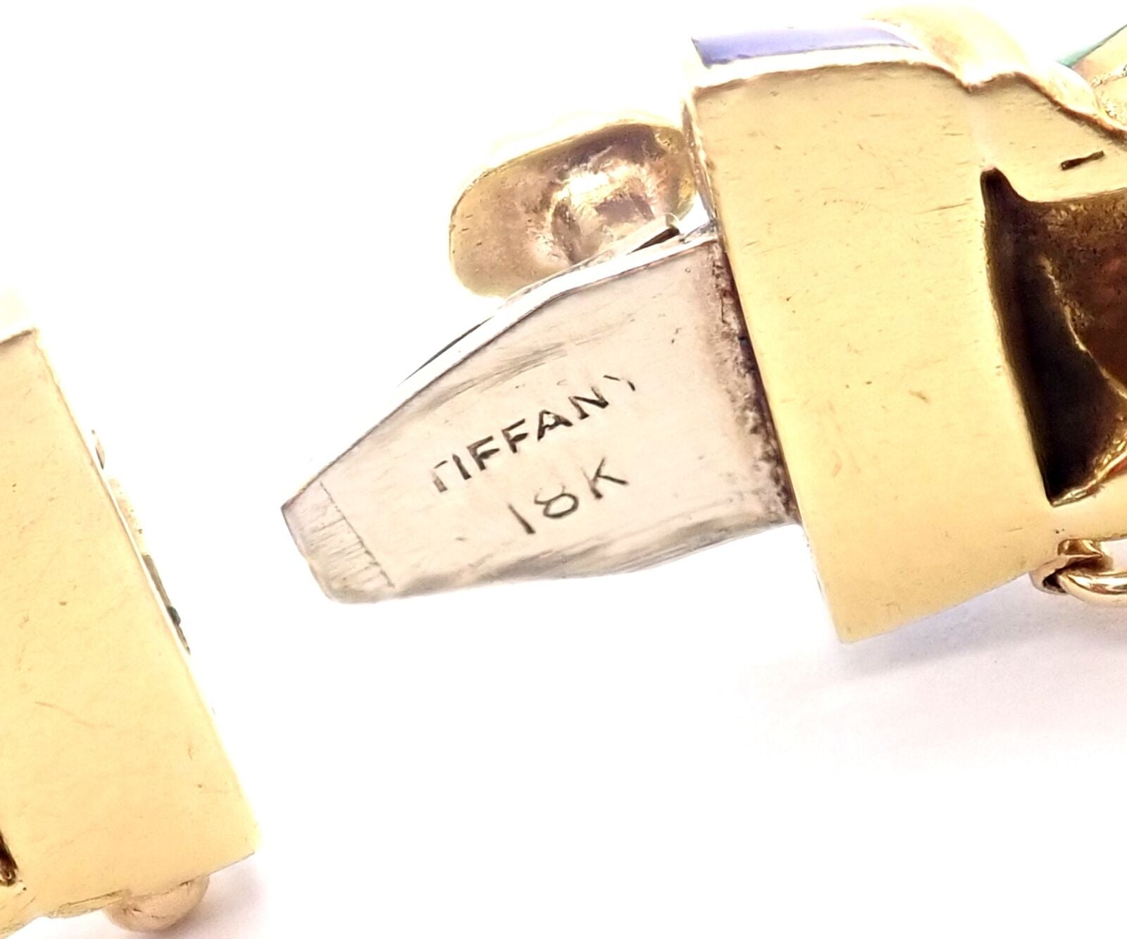 Authentic Vintage Tiffany & Co 18k Yellow Gold Green Blue